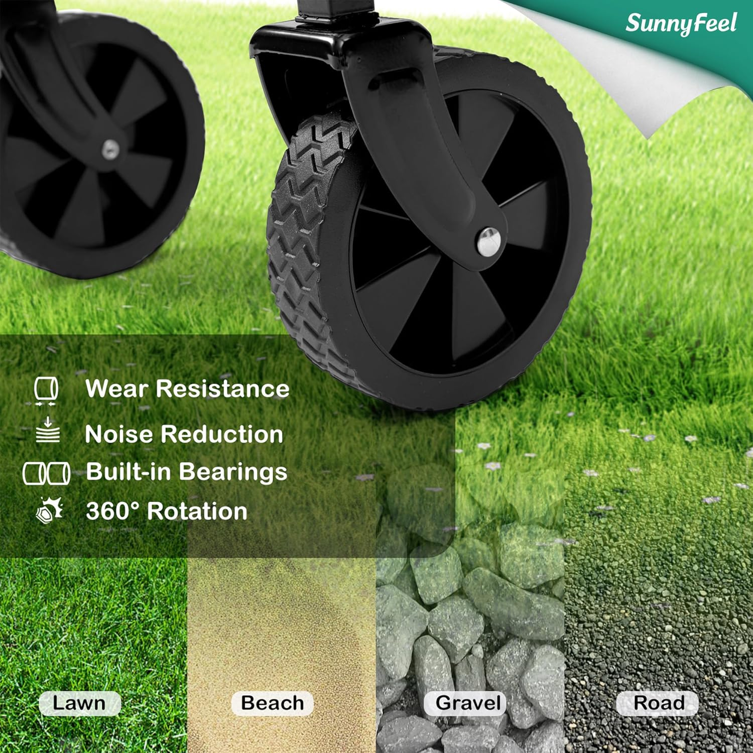 Sunnyfeel Heavy Duty Collapsible Outdoor Utility Wagon Cart 300LB Capacity Adjustable Handlebar,Foldable Beach Wheels Stable Durable Oxford Fabric for Shopping Garden Camping (Black 28*18*36 Inch) image number 2