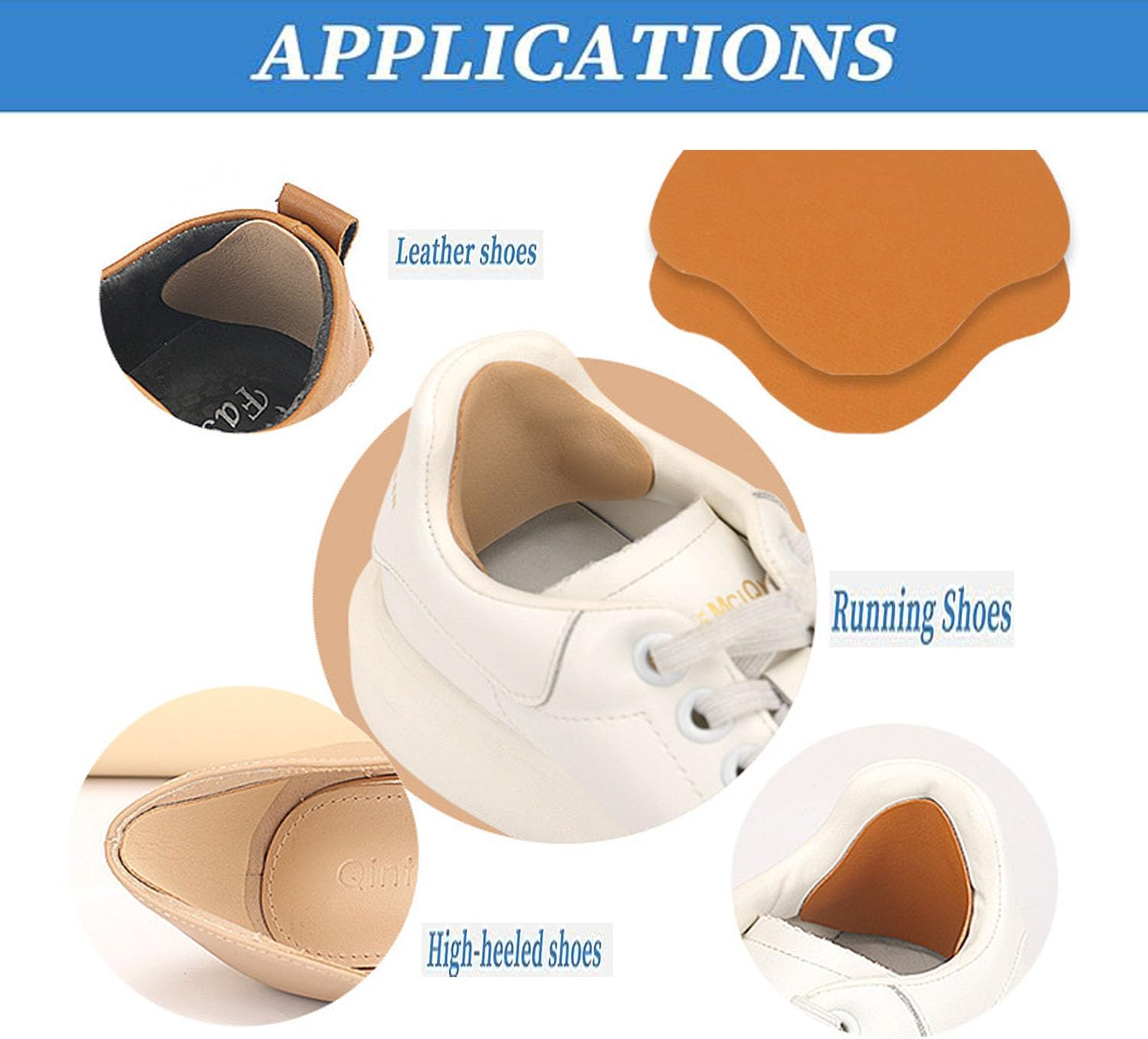 16 Pairs Shoe Heel Repair Patches,2 Different Sizes Self-Adhesive Patch for Hole of Shoes,Comfortable Fiber Leather Shoe Heel Repair, Adhesive Shoe Inserts for High Heels,Sneaker,Leather Shoes image number 2