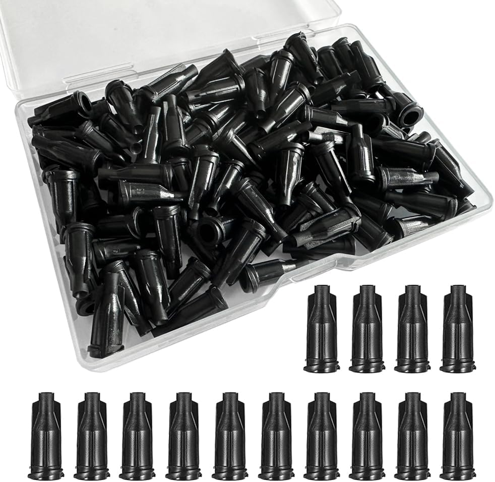 100 Pack Luer Lock Syringe Caps for Luer Slip Lock Tip Leak-Free Dispensing-Black image number 2