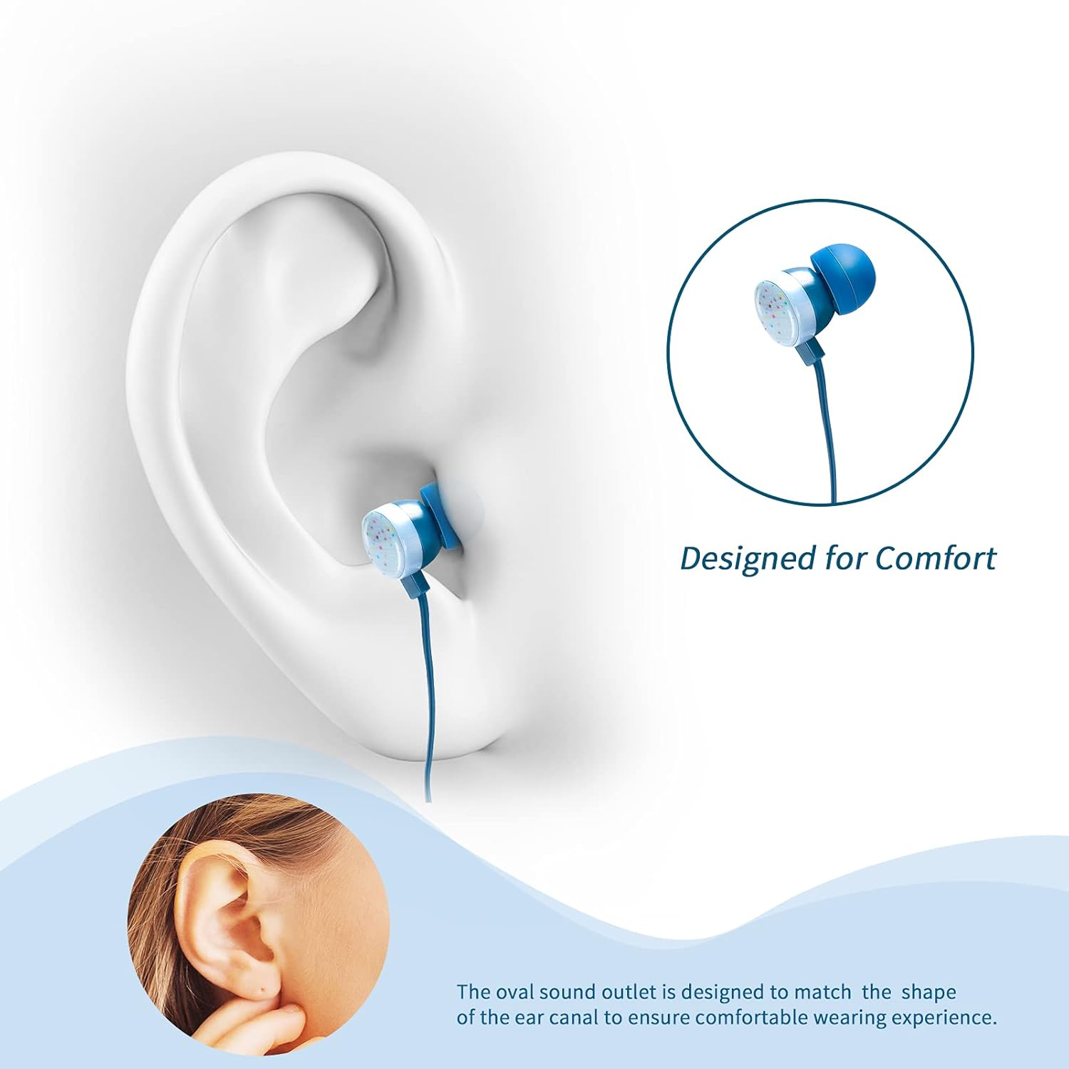 Anruk Cute Donut Earbuds for Kids, Kid Size Wired Earbud & In-Ear Headphones with Microphone and Lovely Earphones Storage Case Gifts for School Girls and Boys (Cyan)