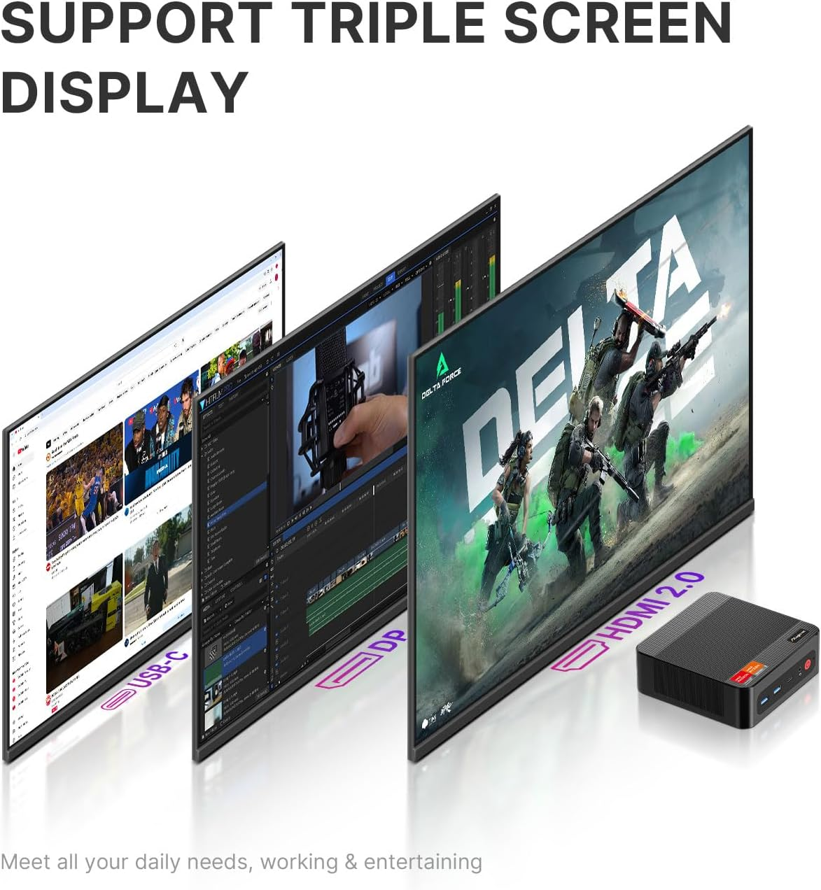 Mini PC MAGICNUC AG2 AMD Ryzen 7 7840HS (Up to 5.1Ghz, 8C/16T) Mini Computers DDR5 32GB RAM 512GB M.2 Pcie Nvme SSD, Mini PC Windows 11 Pro | Dual RJ45 LAN | HDMI & DP & USB-C | 4K 60Hz | Wifi 6E image number 2