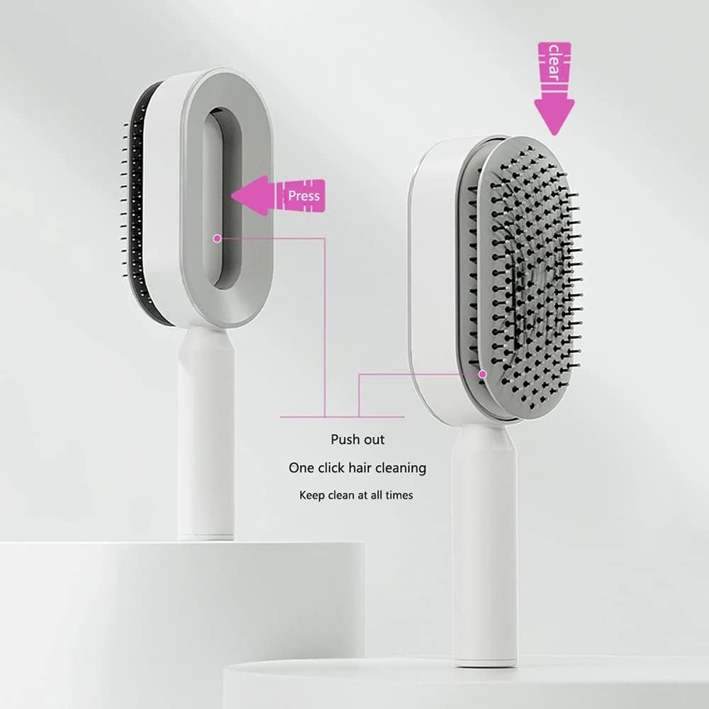 New Hair Brush Self-Cleaning Air Cushion Comb Comfortable for Salon Hairdress AU Red - Red image number 2