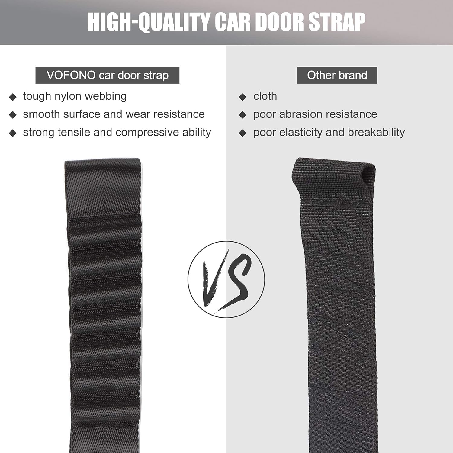 VOFONO Dual Heavy Duty Strong Adjustable Door Limiting Check Strap Perfect for Jeep Wrangler Black Pack of 2 (2Pcs-Black) image number 3