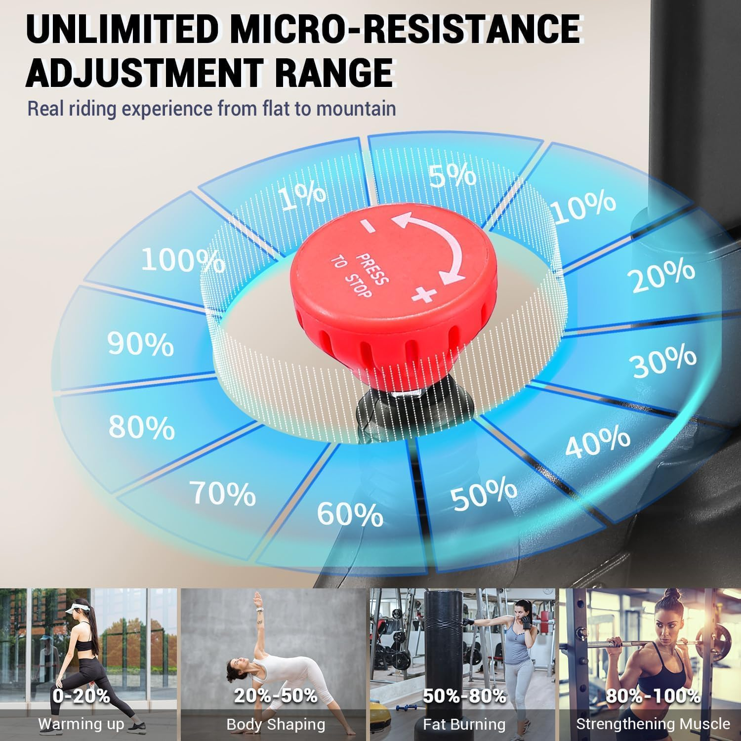 Exercise Bike, WENOKER Stationary Bike for Home, Indoor Bike with Silent Belt Drive, Heavy Flywheel, Comfortable Seat Cushion and Upgraded Digital Display image number 5