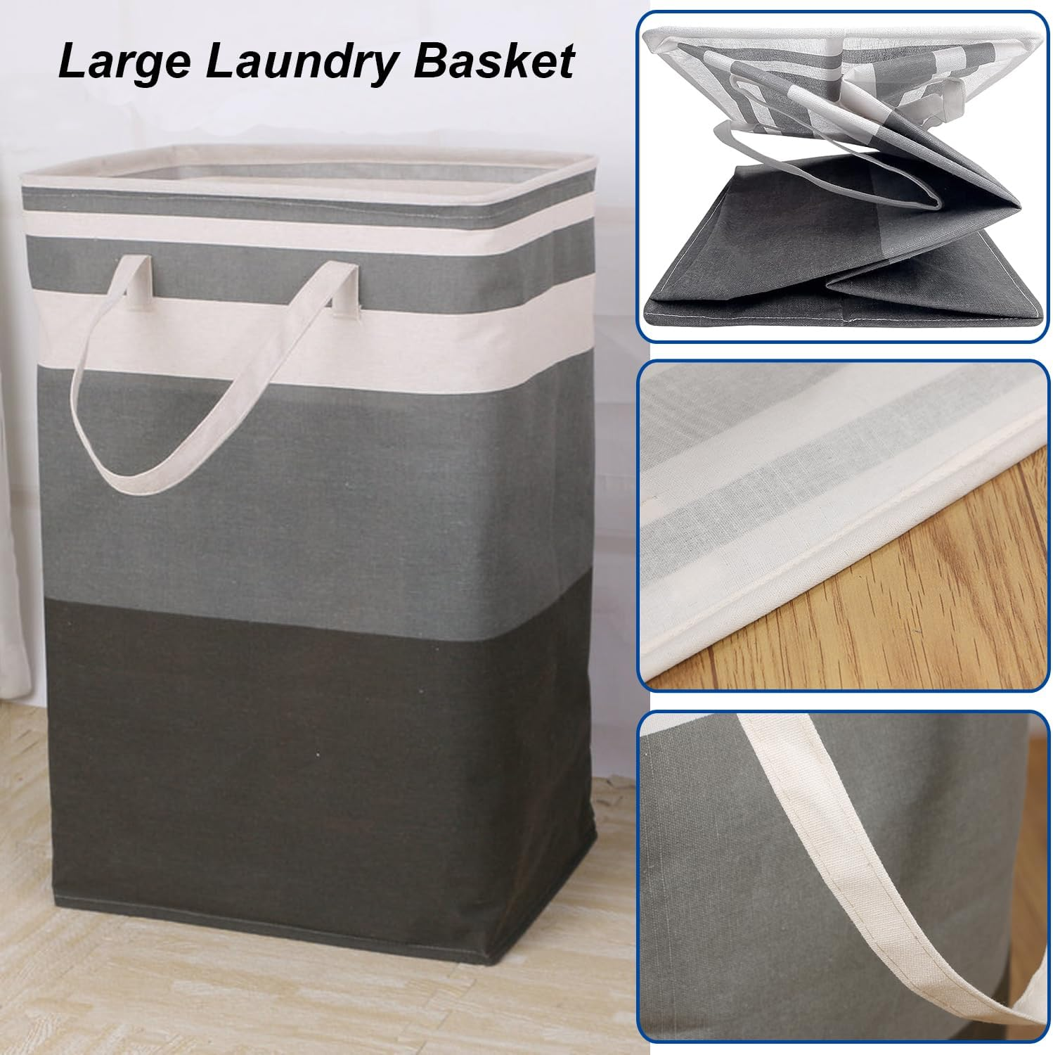 Paifeancodill Large Laundry Basket, 2 Pcs Laundry Hamper Baskets Waterproof Freestanding Laundry Hamper Collapsible Tall Clothes Hamper with Extended Handles for Clothes Toys in the Dorm/Family (75L) image number 1