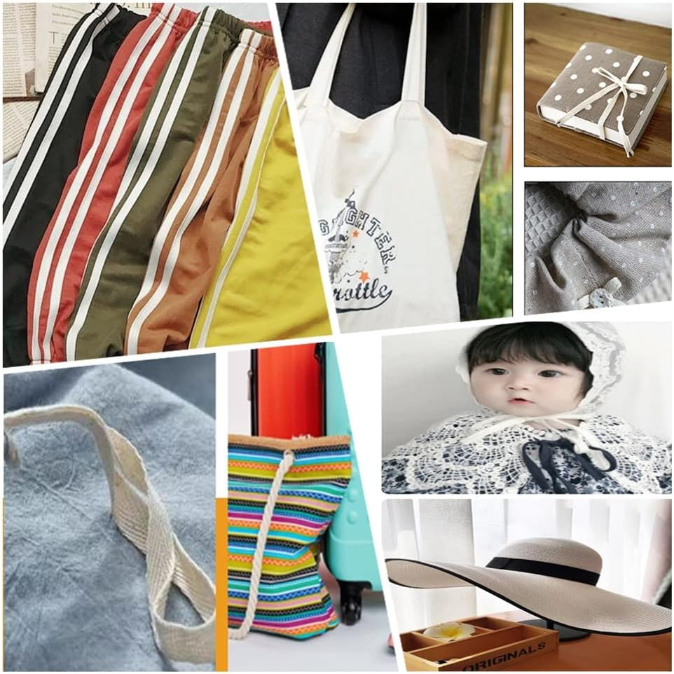 3/4 Inch Cotton Twill Tape Ribbon 55 Yard, Soft Natural Webbing Tape Roll Herringbone Bias Tape for Sewing DIY Crafts Home Decor, Beige