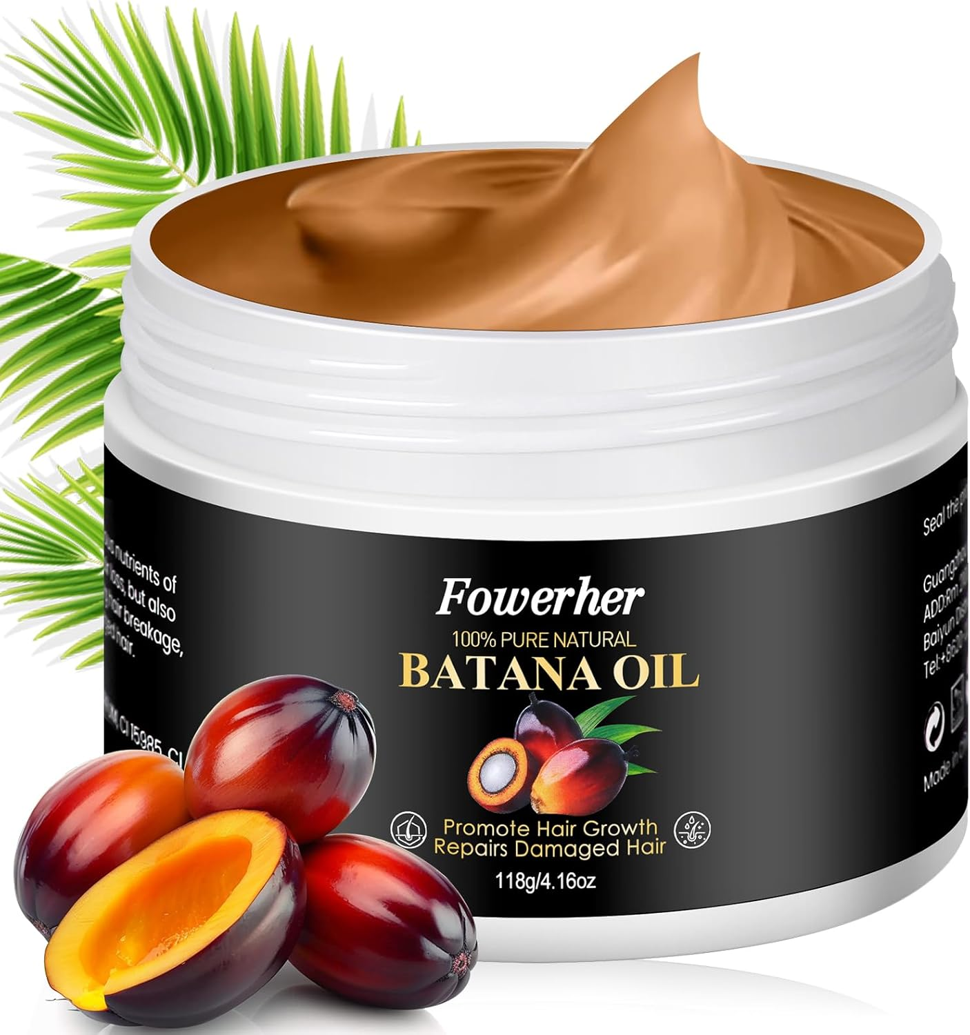 Batana Oil for Hair - 100% Raw & Organic Batana Oil from Honduras,Unrefined Organic Batana Oil for Prevent Hair Loss, Enhances Hair Thickness, Eliminates Split Ends for Men & Women - 118G