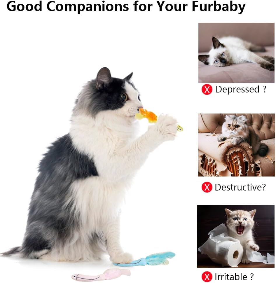 Catnip Cat Toys 3 Pack Cat Fish Toys, Plush Cat Chew Toys Teething Interactive Catnip Filled Kitten Toy Soft Pet Toy for Indoor Cats Kitten Chew and Exercise image number 4