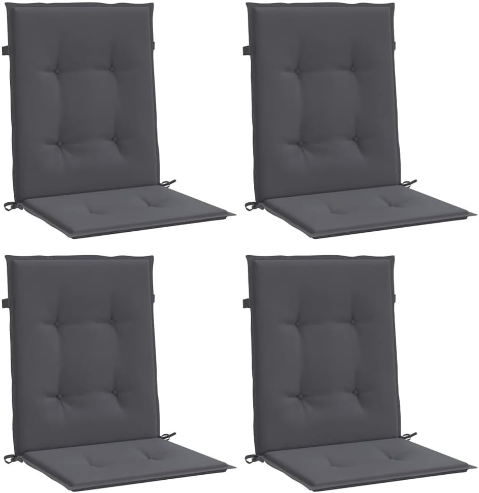 Vidaxl Outdoor/Indoor Low-Back Chair Cushions Set - Anthracite Oxford Fabric, Water-, Non-Slip for Garden/Patio/Office Furniture