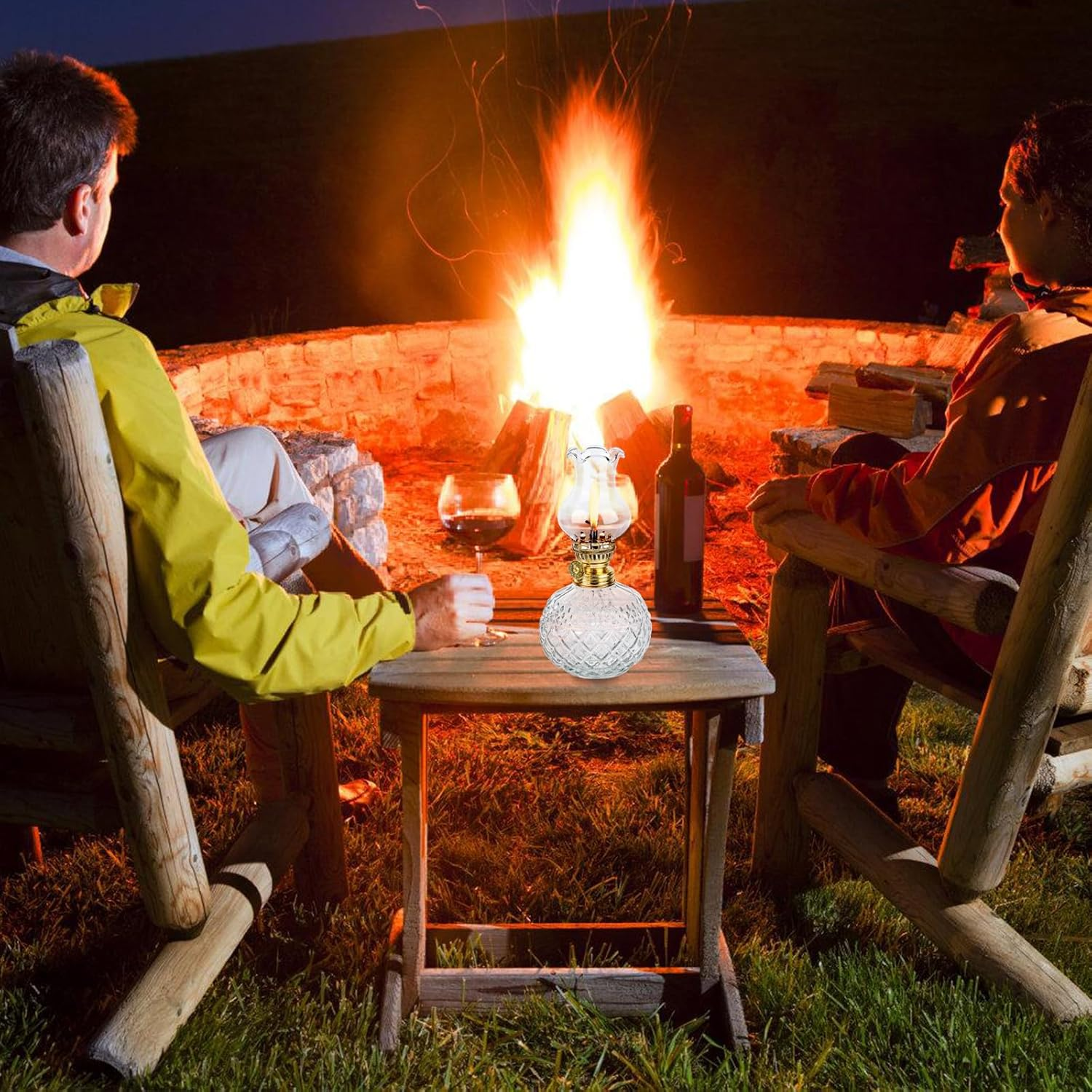 Petroleum Lamp for Indoor Use, Pack of 2, Oil Lamps Made of Glass, Retro Nostalgia, Transparent, Adjustable Brightness, Windproof, Decorative Oil Lamp for Living Room, Emergency Use, Dining Room image number 5