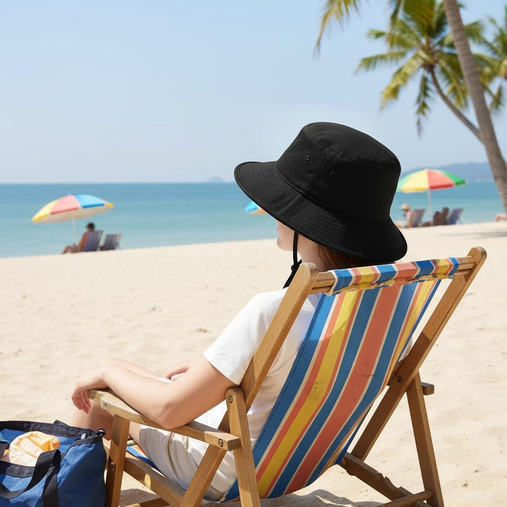 Ruibex Women'S Bucket Hat for Sun Protection, Lightweight & Packable for Travel, Outdoor, Beach, Hiking, Camping （Black） image number 3