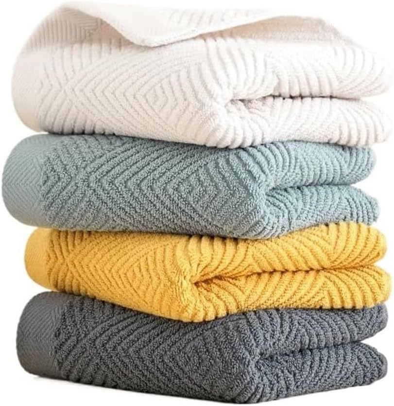 Cawtiuly Hand Towels Set of 4, Weave 100% Terry Cotton Bath Towel Super Soft Highly Absorbent Face Towel for Bathroom 35 * 75 Cm Hotel Spa Quality Absorbent Towels