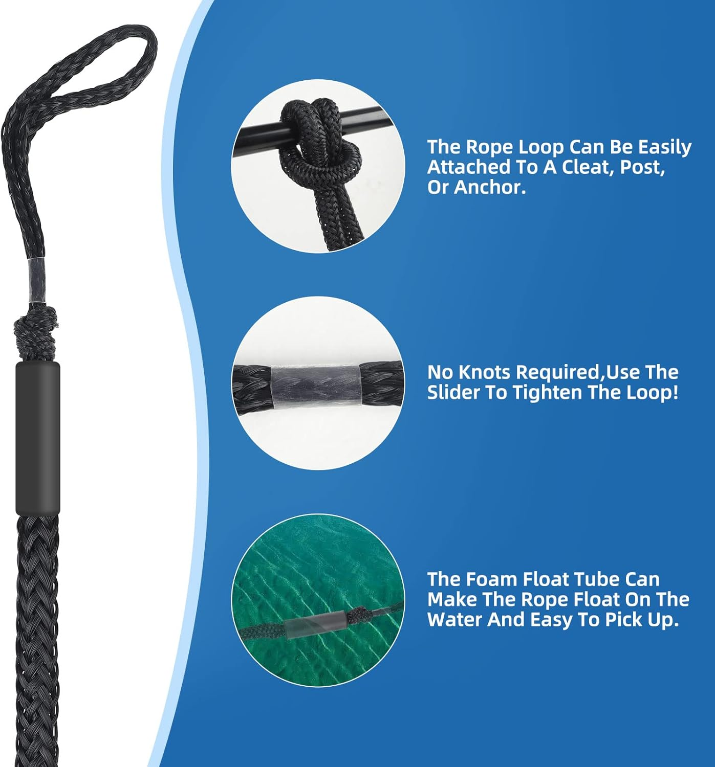 4 Pack Bungee Boat Dock Lines Mooring Rope Bungee Shock Cords Docking Rope Clip for Pwc,Jet Ski,Pontoon,Kayak,Canoe,Power Boat,Watercraft 4 Feet - Black image number 5