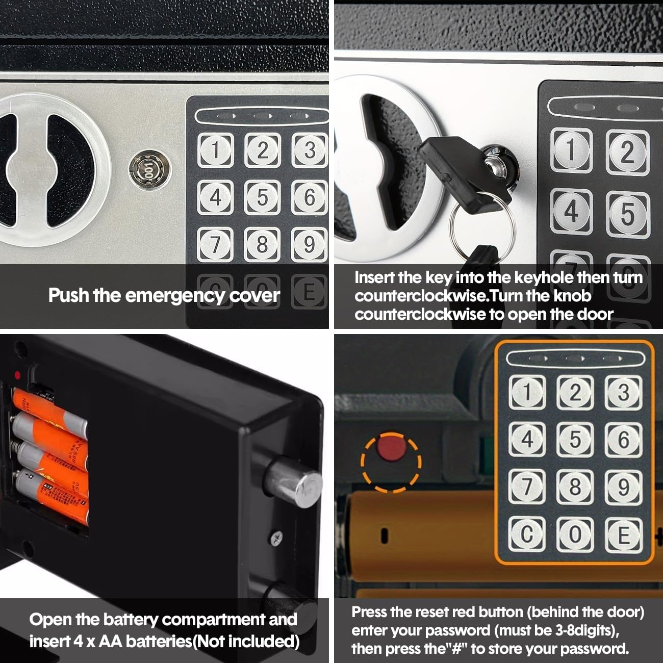 Aumerage Digital Safe Box Security Cabinet, Electronic Safe with Digital Keypad & 2 Emergency Keys, Home Office Hotel Money Cash Lock Deposit Password Safe Box (6.4L, Black) image number 1