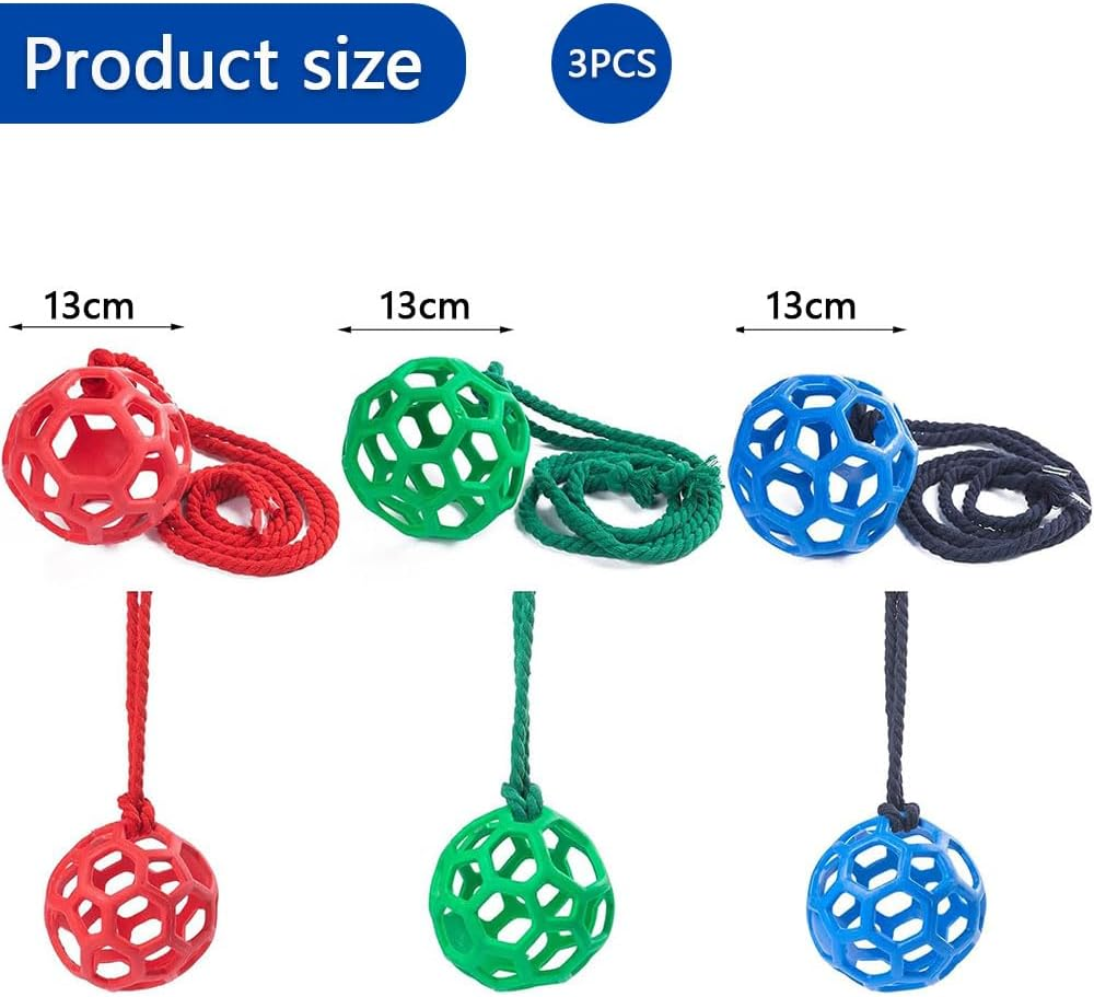 3-Pcs Horse Treat Ball Hay Feeder Toy &ndash; Hanging Slow Feeder Ball for Horses, Goats & Sheep, Stall Toy for Feeding and Enrichment image number 4