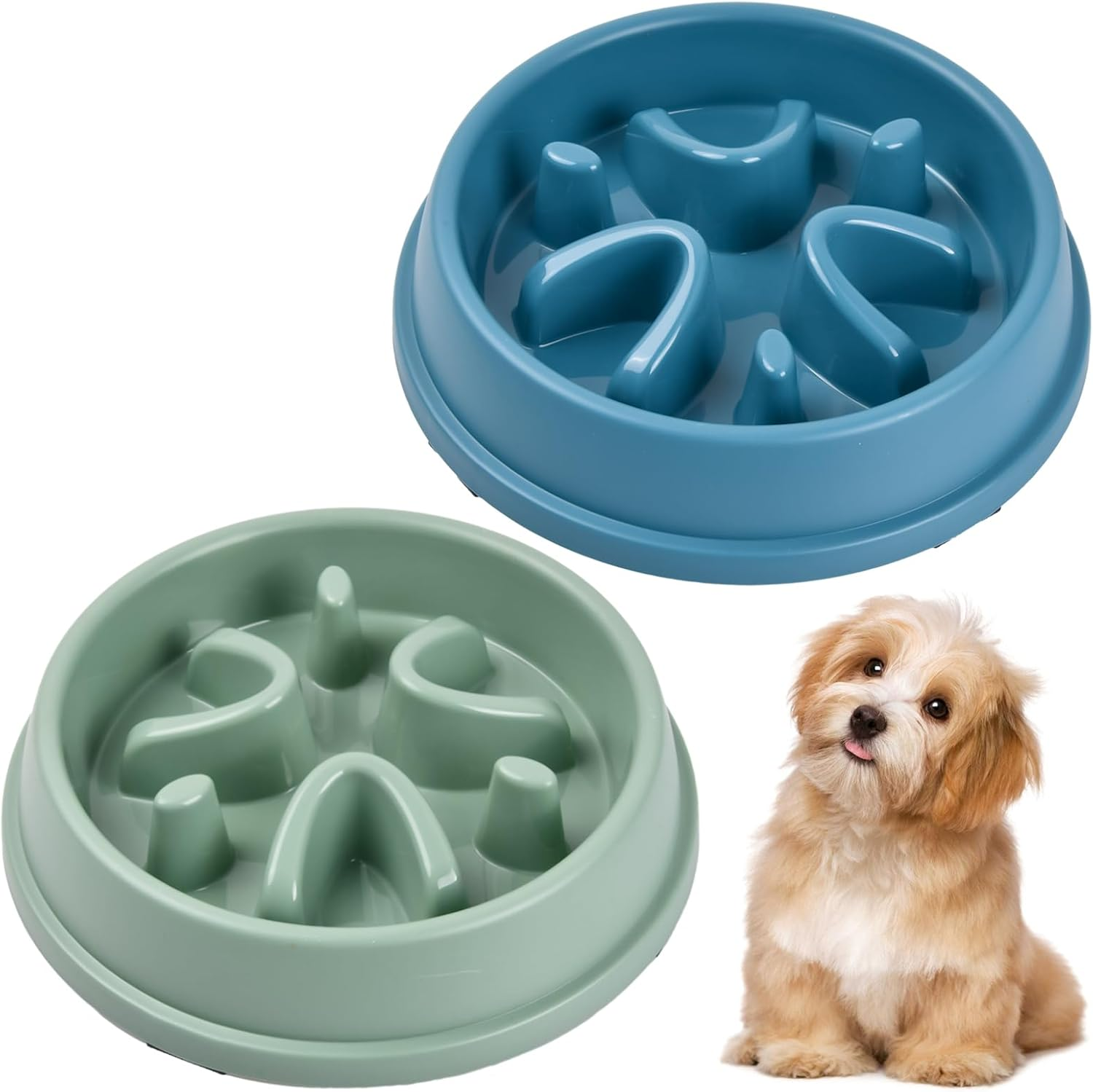 2 Pack Anti-Gulping Bowl Dog, Anti-Gulping Bowl for Dogs, Slow Feeding for Small and Medium Pets, Interactive Bowl for Slow Feeder and Cat image number 3
