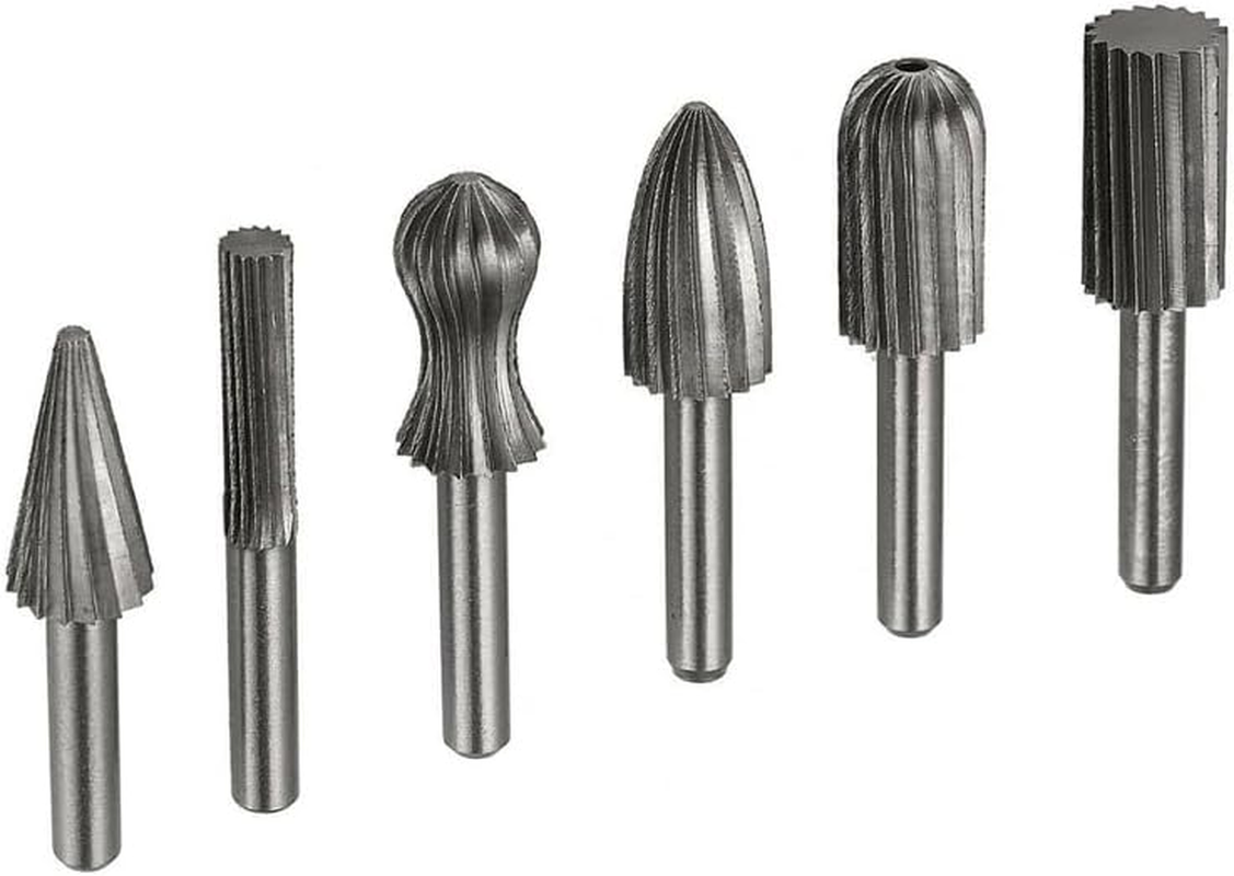 AIMALL 6/12PCS Tungsten Steel Carbide Burrs for Rotary Drill Bit Die Grinder 6Mm Shank, Ideal for Resin, Plastic, Ceramic, Soft Metal & Stone