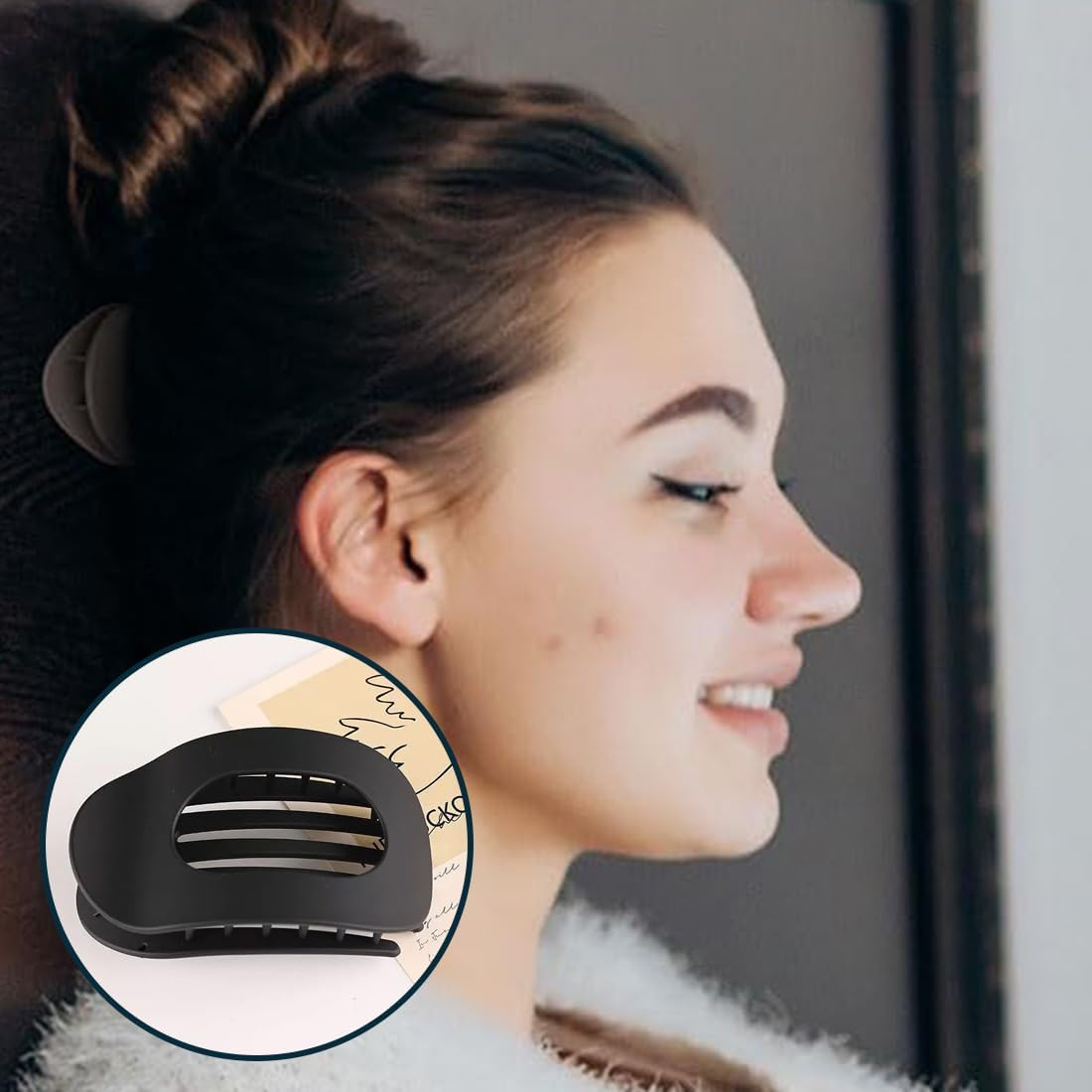 Pack of 6 Women'S Hair Clips, Flat Claw Clip, Medium Size, round Hair Clip for Inserting for Thick and Thin Hair, Hair Clips Women