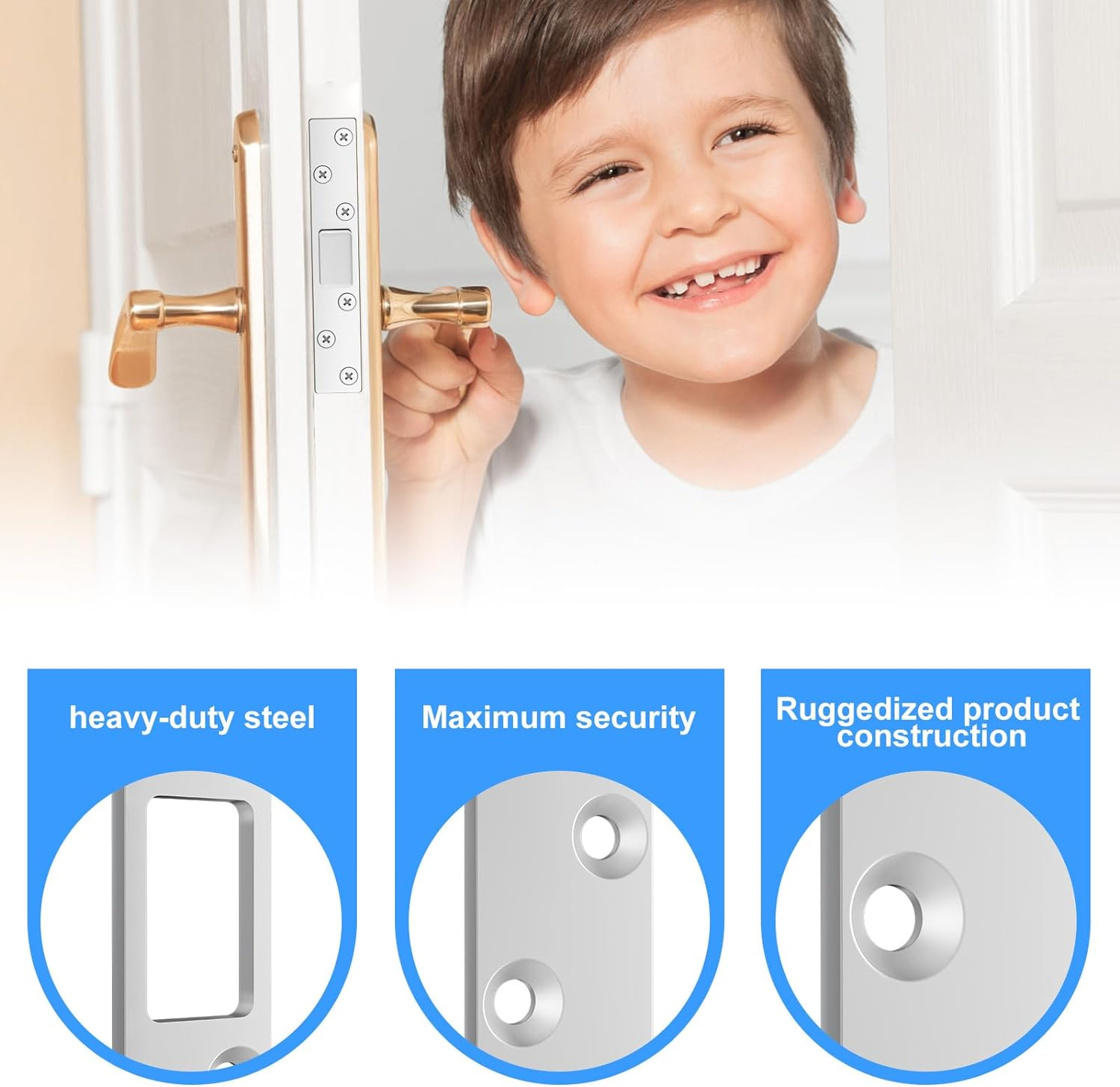 RO6G 72001 Brushed Satin Nickel Lock Short Strike Plate with 12 Screws, Door Knob/Deadbolt Cover Plate, Stainless Steel Security Latch Strike - 2 Set image number 2