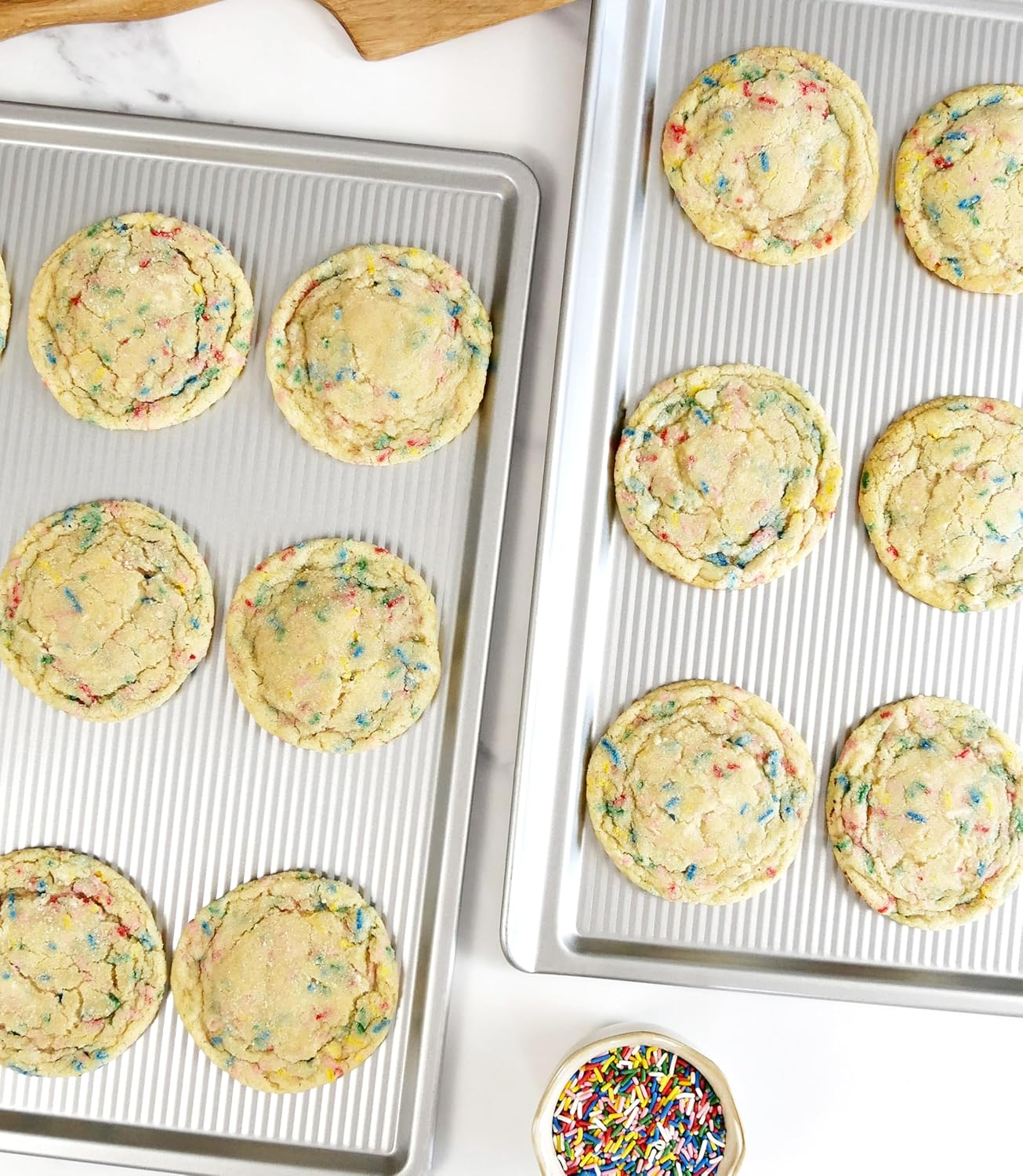 USA Pan Bakeware Cookie Sheet, Warp Resistant Nonstick Baking Pan, Made in the USA from Aluminized Steel, Large Set of 2 image number 2