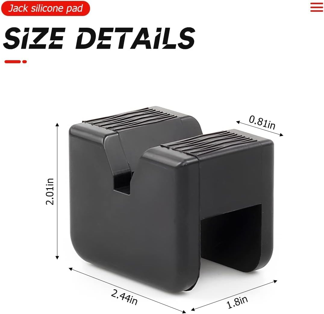 Jack Stand Pads, 4 Pcs 3 Ton Jack Pad Adapter, Universal Rubber Slotted Frame Rail Pinch Welds Protector Pad for Jack Stand Support Lift, Car Accessories for Sedan, SUV and More, Black image number 4