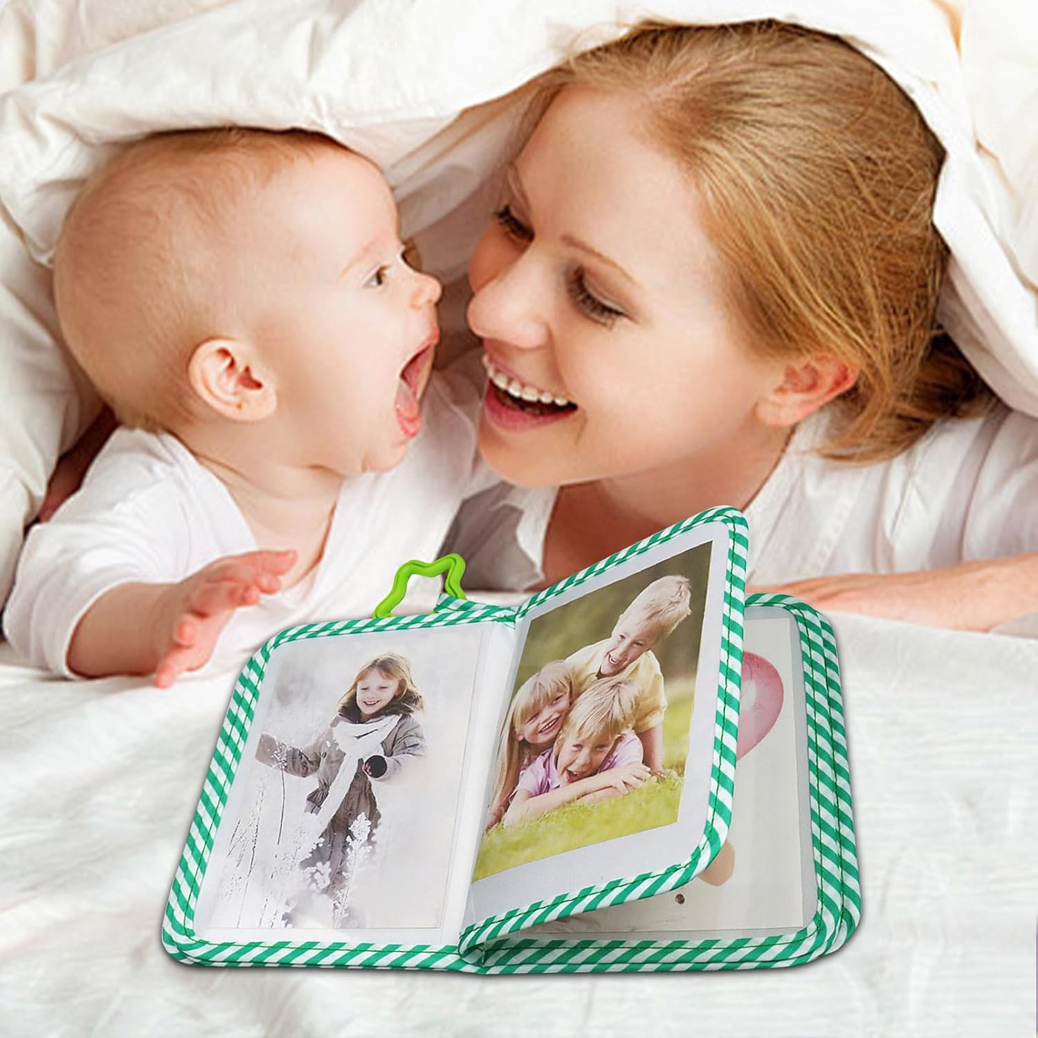 Baby Photo Book | Memory Baby Shower Cloth Album - Fabric Keepsake Book Children Picture Storage for New Parents Girls Boys Family Dad Mom - Green image number 5