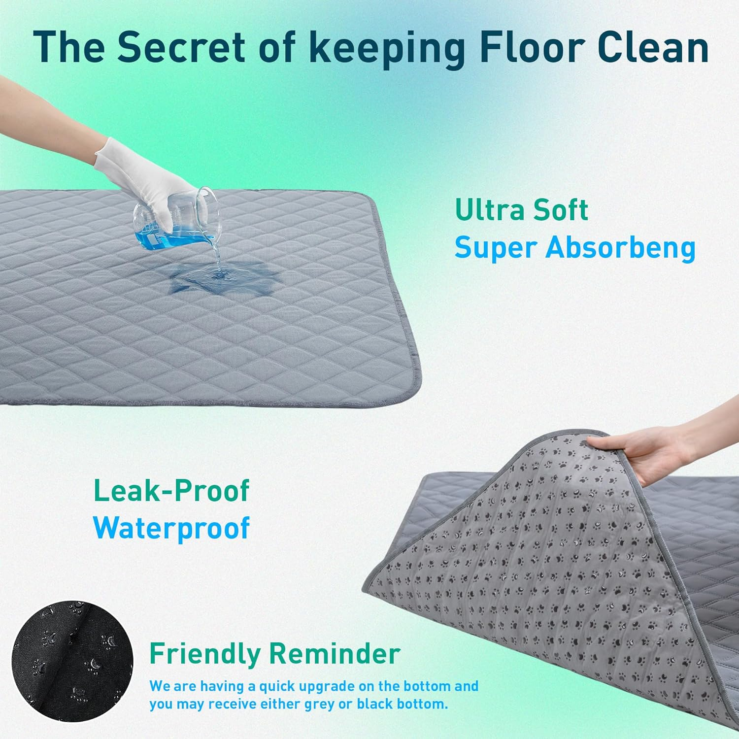 Eterish Reusable Washable Pee Pads for Dogs Large/Extra Large 36'' X 41'' 2 Pack, Absorbent Pet Puppy Dog Training Pads Non-Slip, Waterproof Whelping Potty Pads for Dogs Leak-Proof image number 7