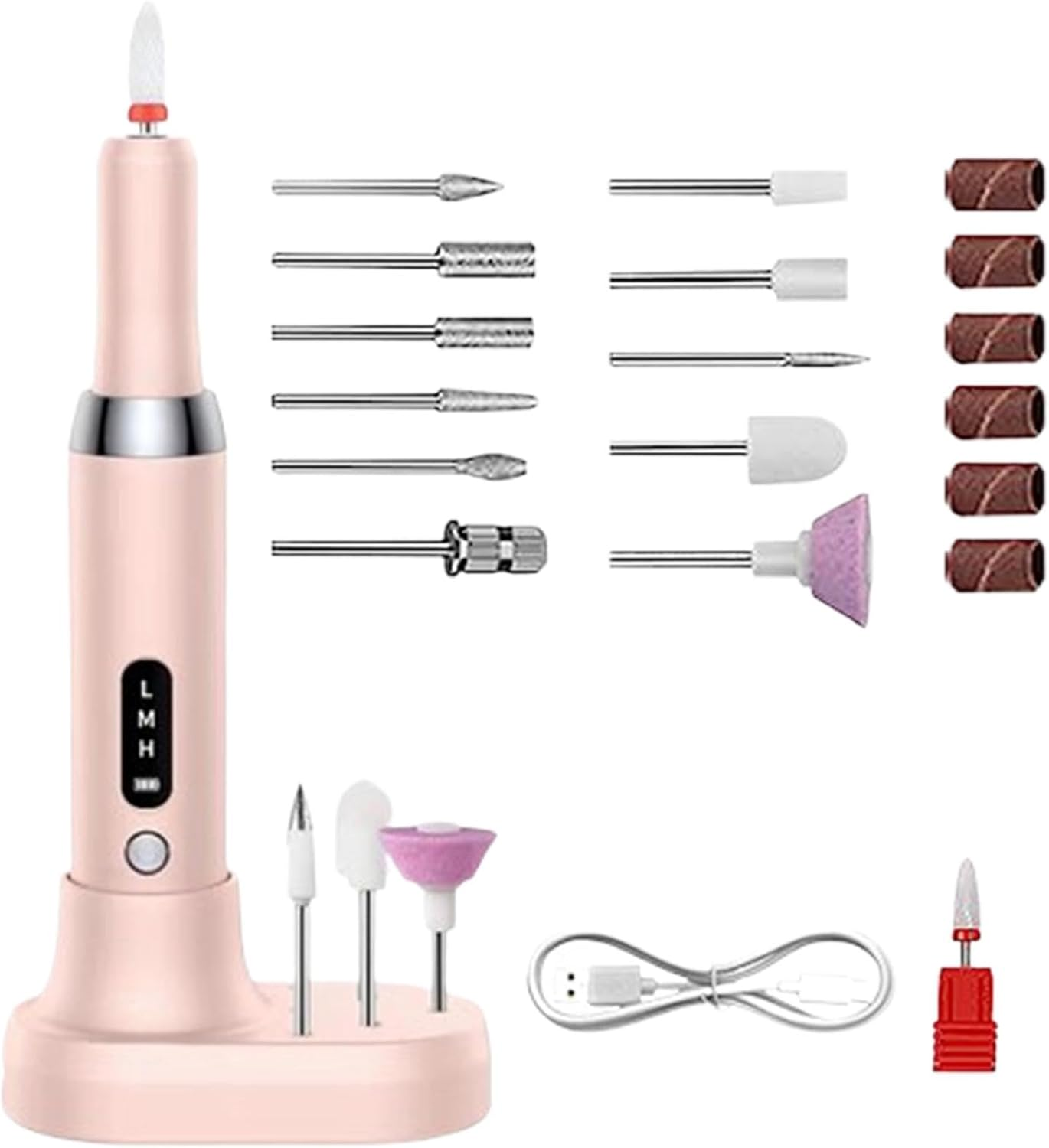 Electric Nail Drill Kit - Electric Nail File for Acrylic and Natural Nails | Nail File Machine with Multiple Heads, Adjustable Speed and Wireless, Nail Sander A