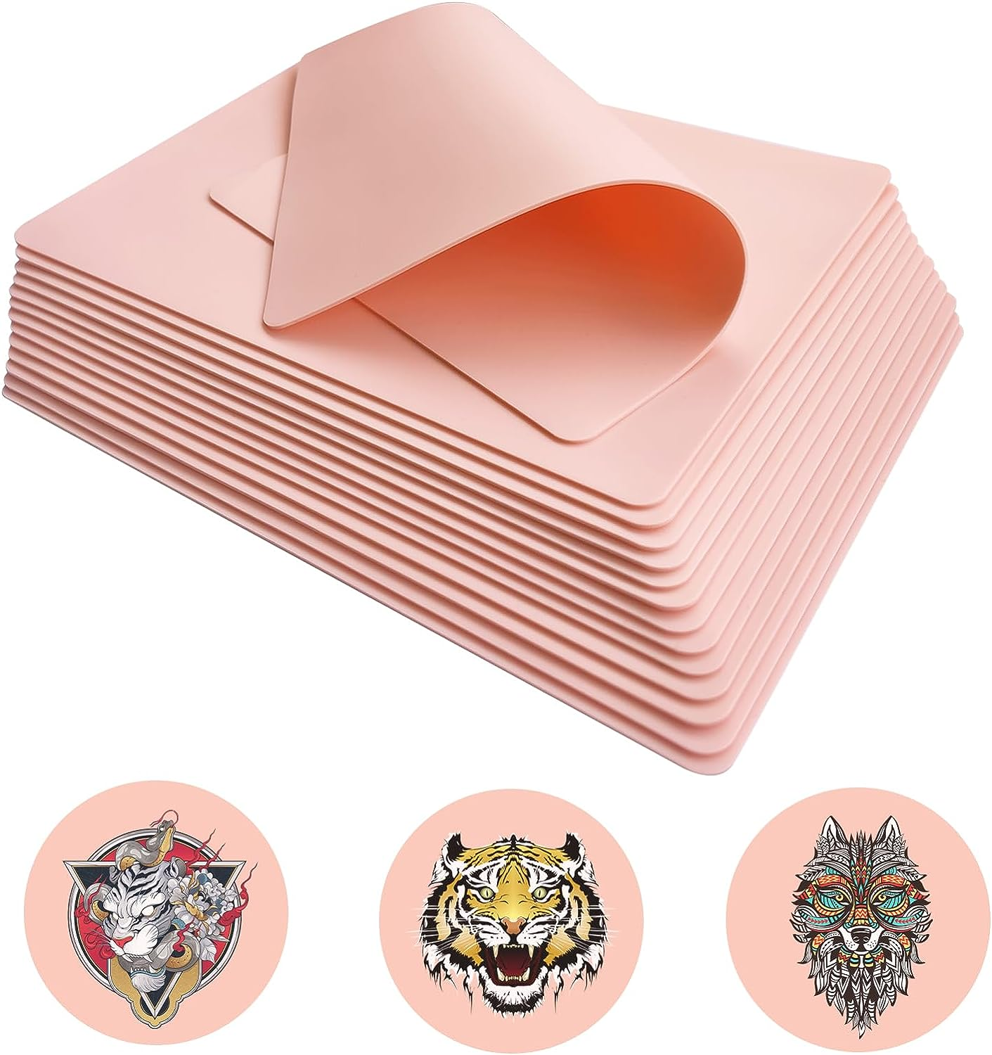 PIXESTT Tattoo Skin Practice, Double Sides Fake Skin for Tattoo Supplies, Tattoo Kit, for Beginners and Experienced Tattoo Artists. (10 Sheets)