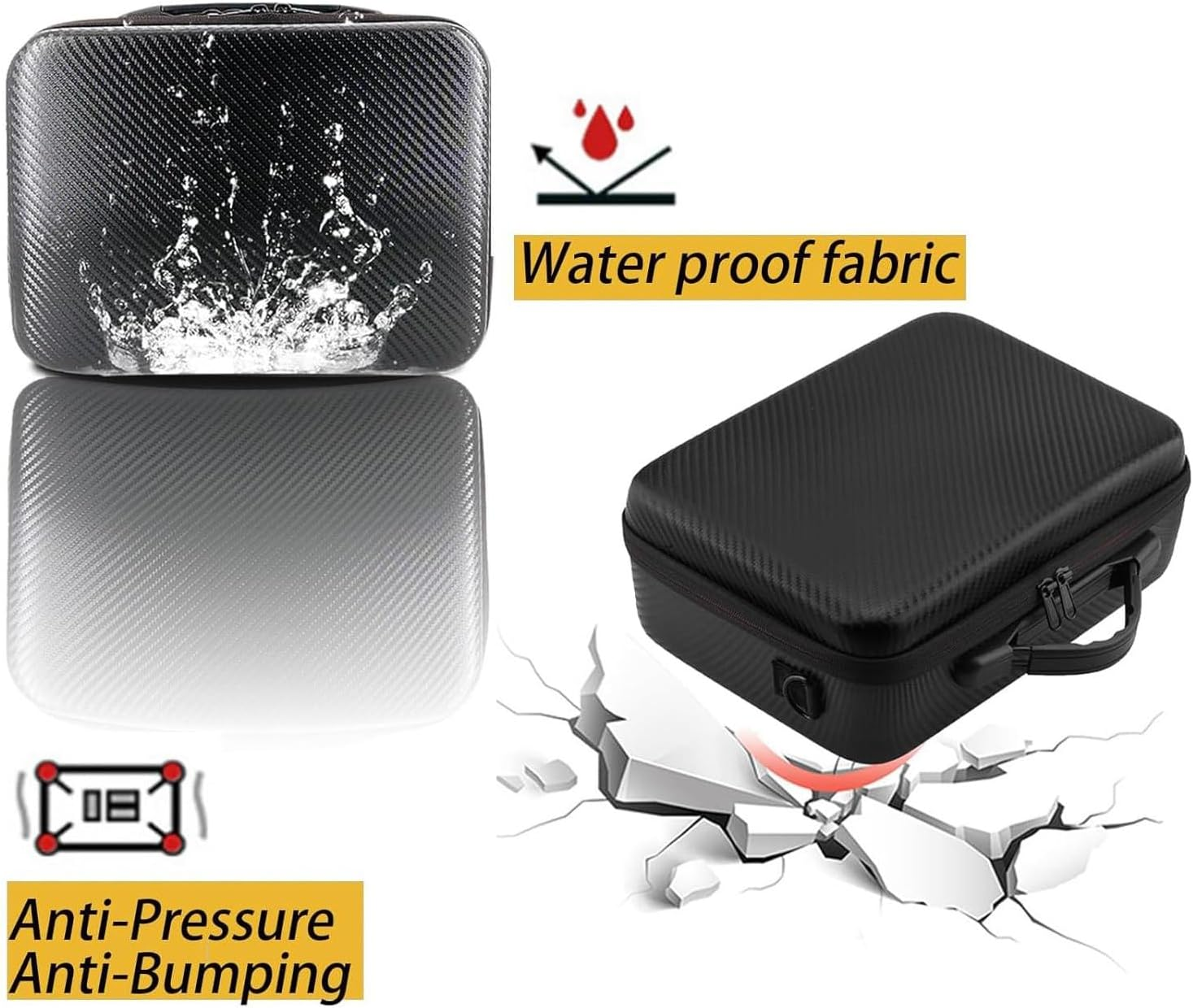 TINMAGI Carry Case for DJI Mini 3/Mini 3 Pro, Portable Travel Bag with Carry Handle, Drone Bag, Waterproof Hardshell Storage Case for DJI RC Accessories, Black, Black