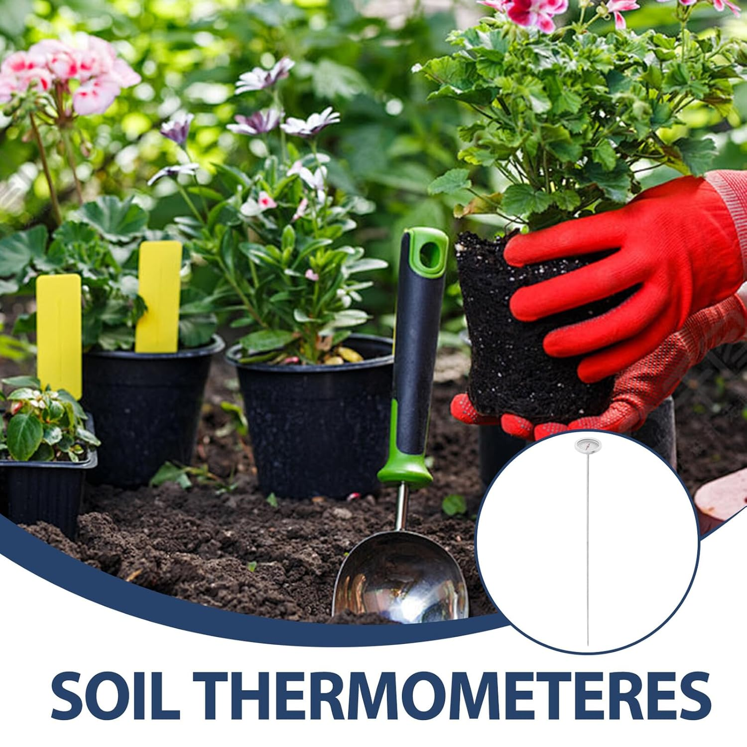 LALAFINA Reusable Long Stem Soil Temperature Thermometer for Composting Stainless Steel Probe for Backyard Gardening Portable and Use Soil Temperature Gauge for Home Compost Monitoring