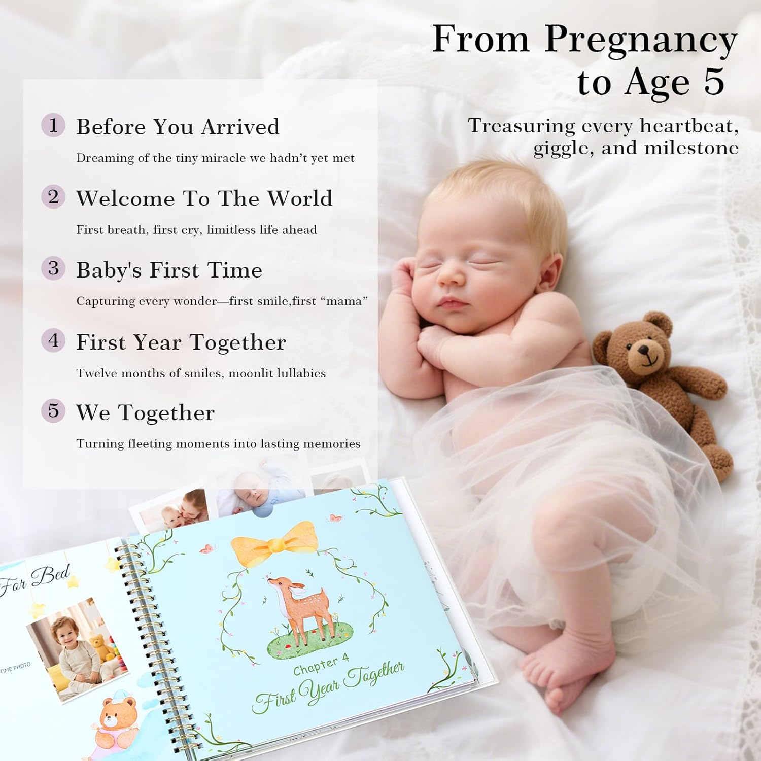 Baby Memory Book for Boy or Girl - First 5 Year Keepsake Album from Pregnancy to Age Five image number 4