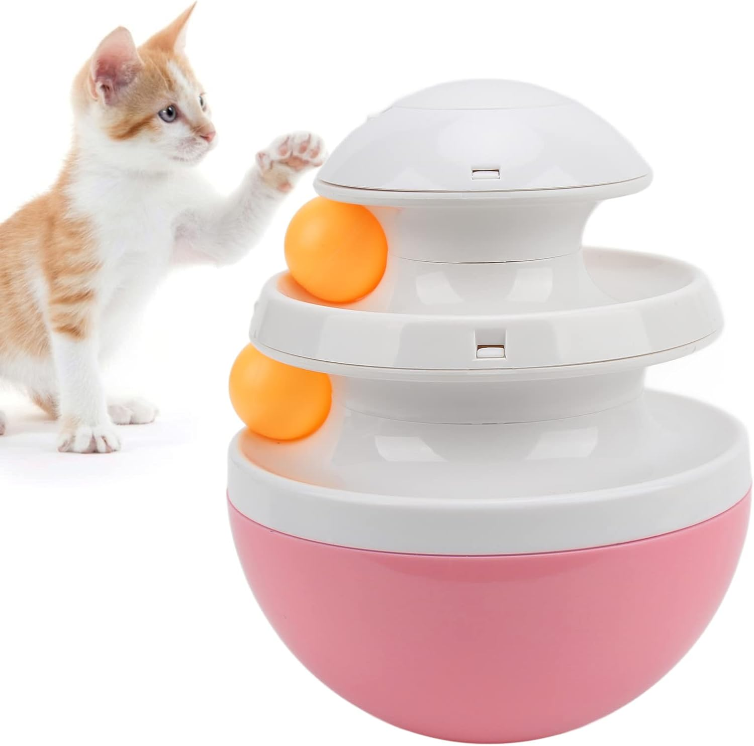 Cat Turntable Toys, Prevent Slip Track Adjustable Leakage Device Cat Leaky Food Ball, Interactive Kitten Fun Mental Physical Exercise Puzzle Toys for Cats Dogs (Purple)