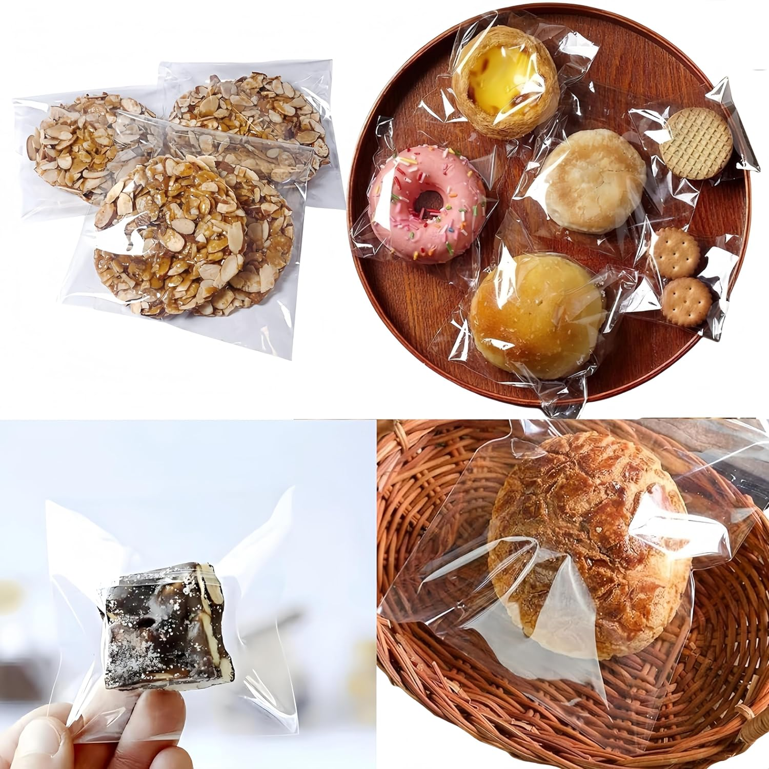 Wizefolk 200 Clear Cellophane Bags, 8 X 12Cm Self Adhesive Plastic, Resealable Gift Biscuit Bakery Packaging for Cake, Candy, Jewelry, Crafts image number 2