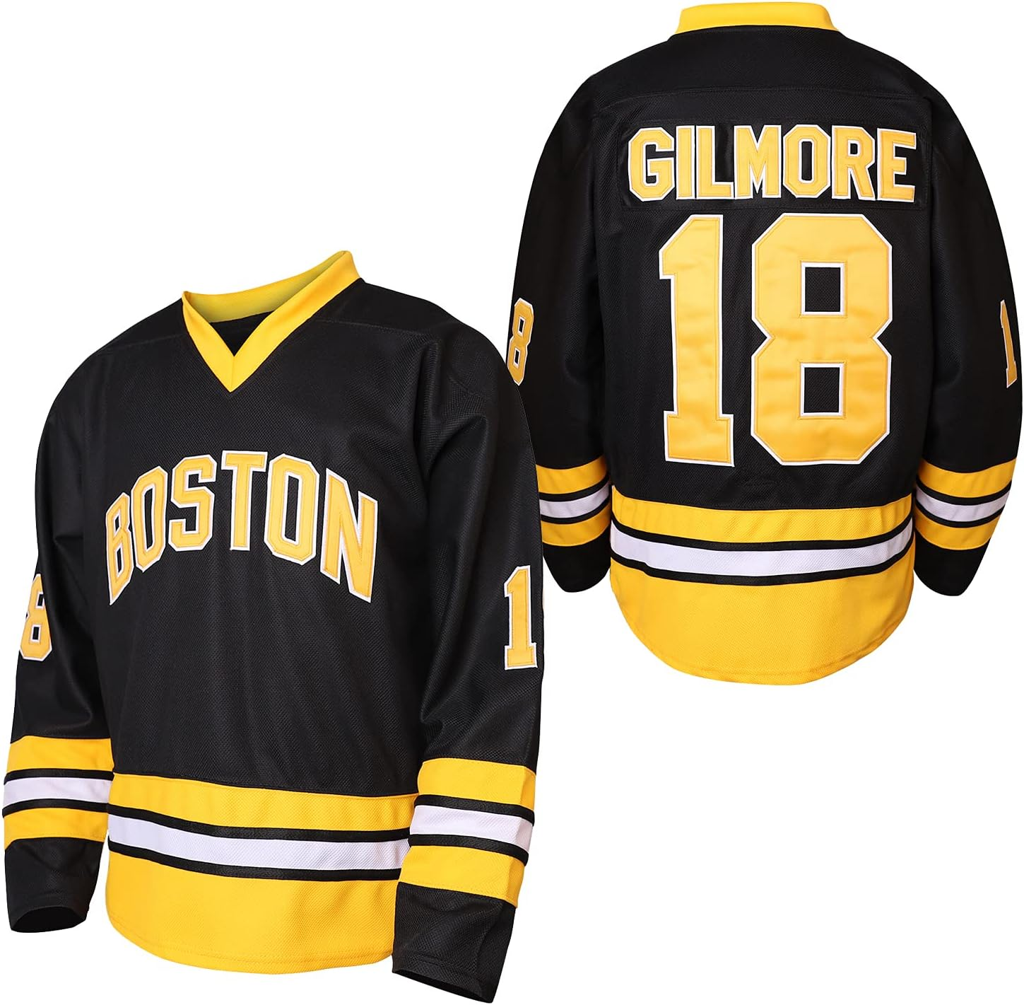 Mens Boston Happy Gilmore 18 Adam Sandler 1996 Movie Ice Hockey Jersey Stitched image number 1