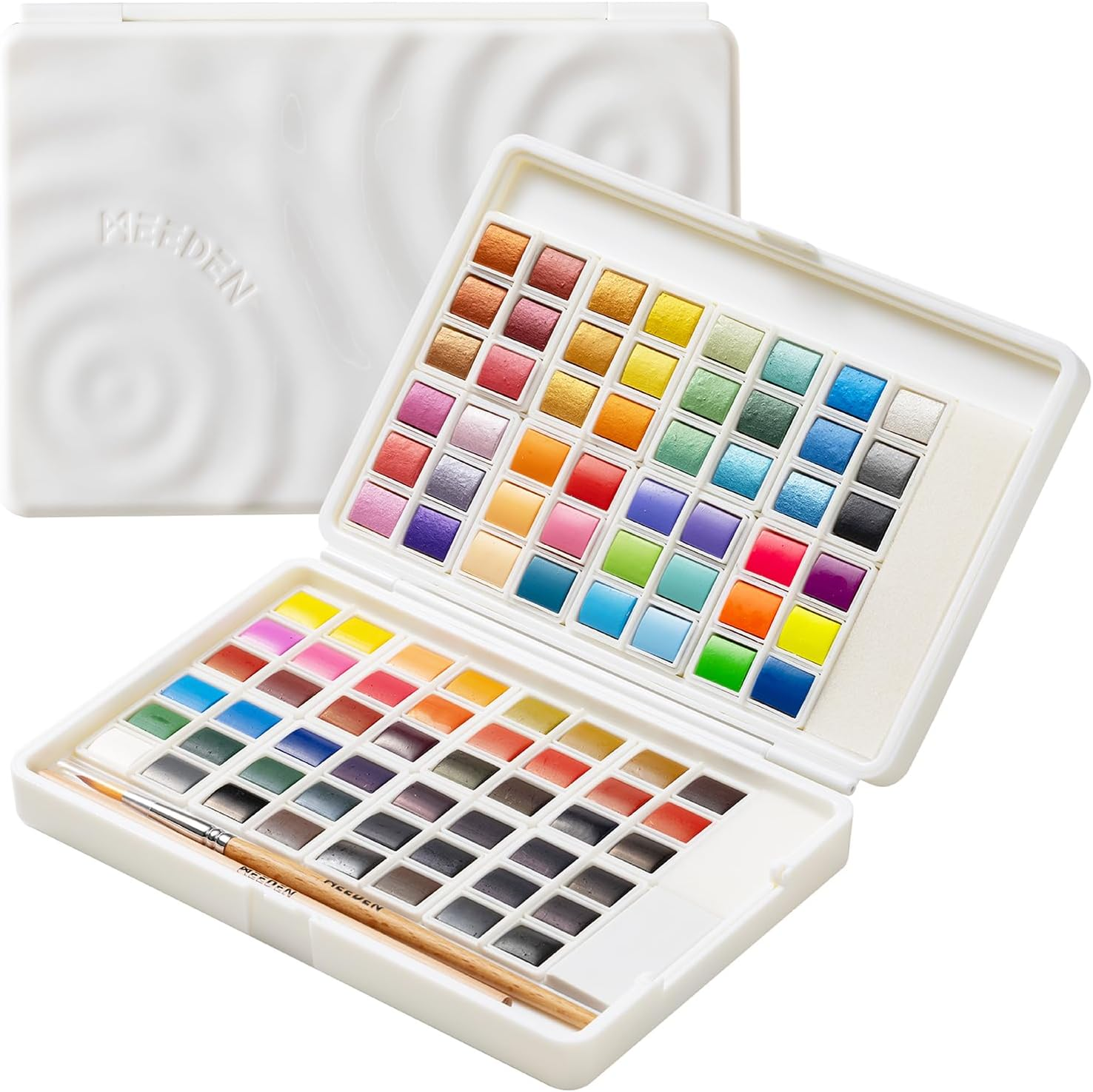 MEEDEN Watercolor Paint Set 96 Colors in Portable Box, Paint Kit with Brush, Palette and Art Supplies, Customizable Color Blocks, Travel Watercolor Set for Adult Teens Beginner Artist Professional