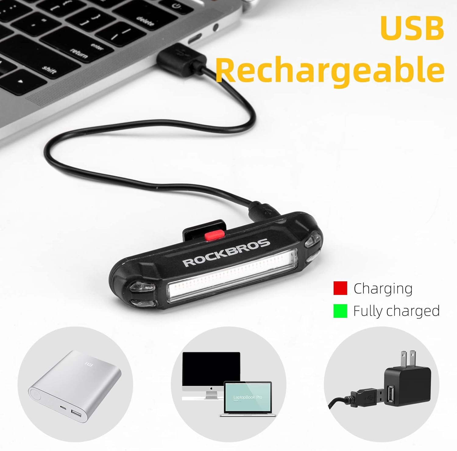 ROCKBROS Bike Tail Light USB Rechargeable Bicycle LED Rear Light Bright Warning Cycling Light Safety Light Multiple Modes for Road MTB Taillight image number 1