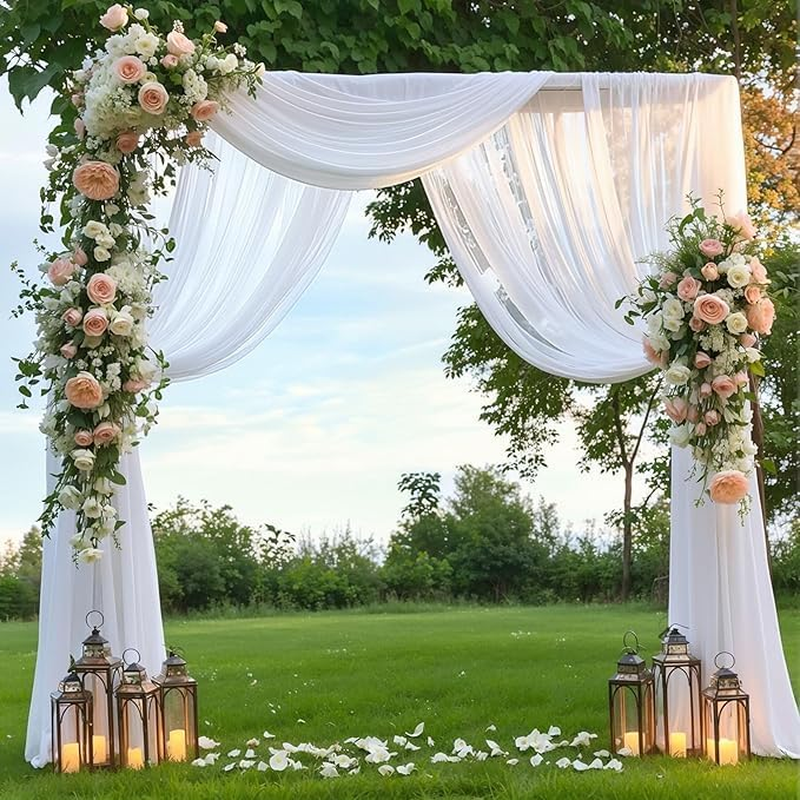 Acemedia Wedding Arch Draping Fabric, 1 Panel 28" X 19Ft White Arch Drapes Sheer Backdrop Curtain for Ceremony Party Ceiling Decor image number 6