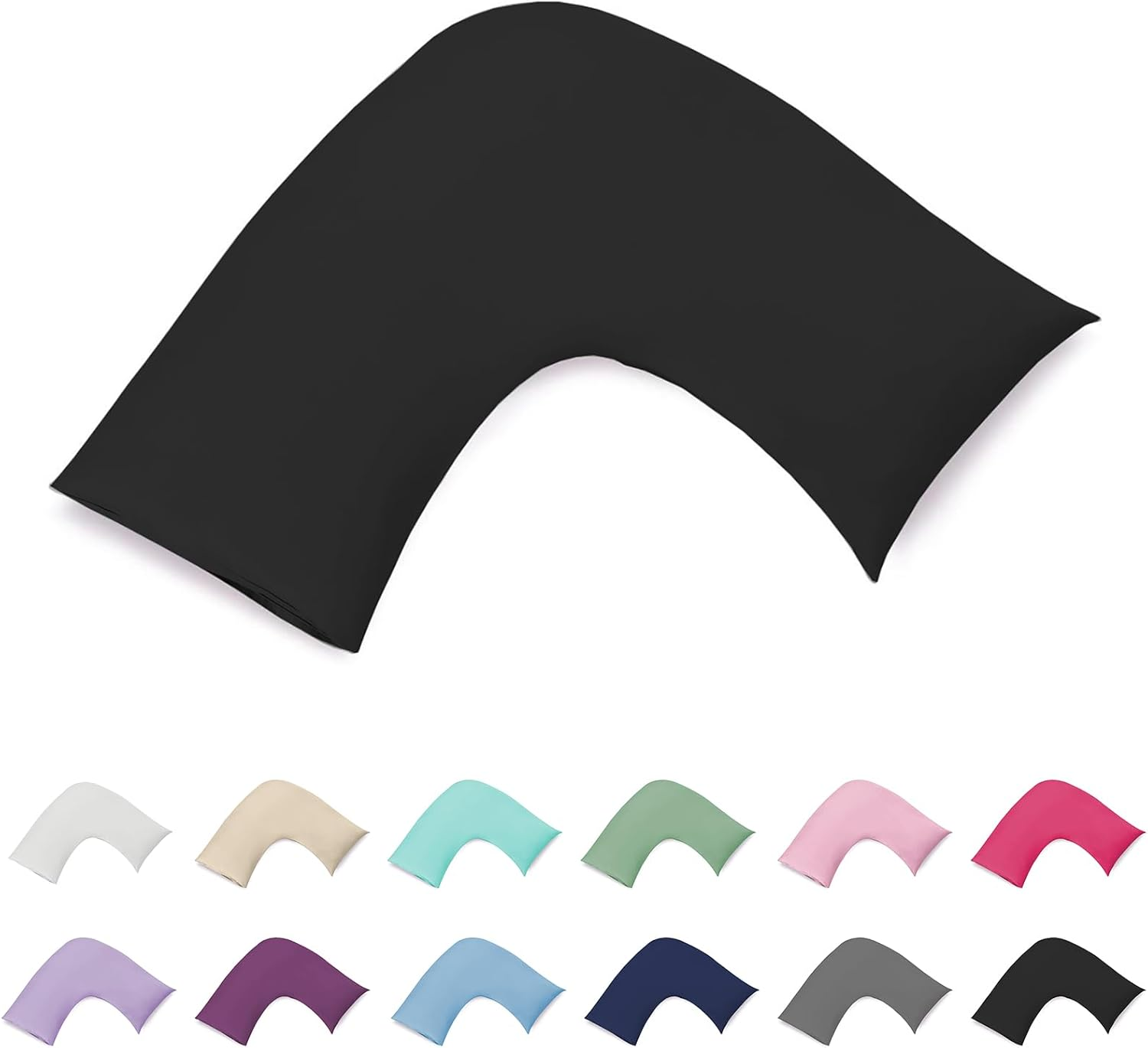 100% Cotton 300TC V Shape/U Shape/Boomerang/Tri Pillowcase/Maternity Support - Percale Cotton Envelope Style Machine Washable (Purple)