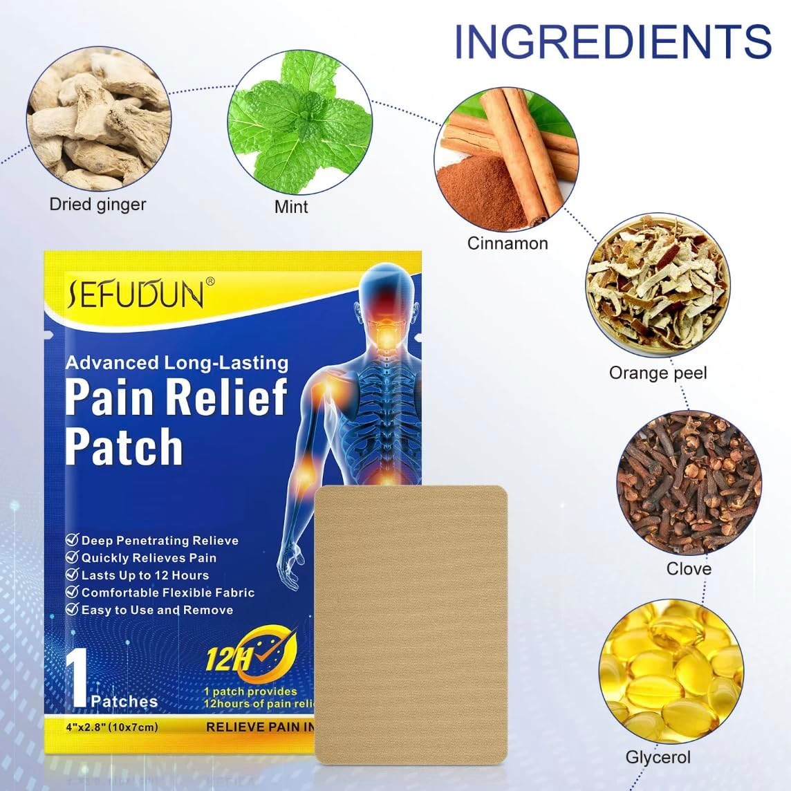 Pain Relief Patches 16Pc, Arthritis Herbal Heat Patches for Back Knee Neck Shoulder Muscle Soreness, Pain Relief Patche image number 2