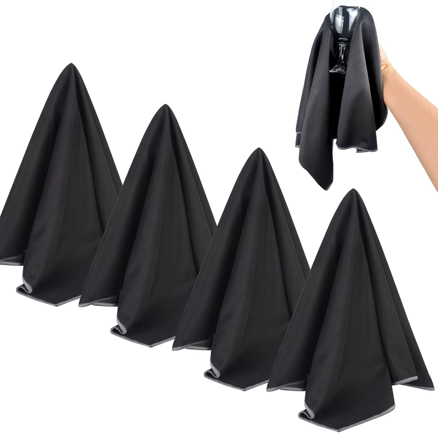 Sinland Microfiber Glass Polishing Cloths Lint -Free Drying Towels for Wine Glasses Stemware Dishes Stainless Appliances Grey 51CM X 64CM Pack of 2 Grey