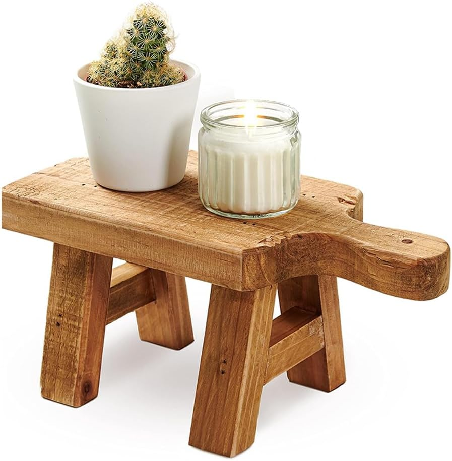 Wood Pedestal Stand,Tabletop Potted Pant Stand,With Handles,Sturdy Durable,Soap Tray,Accessories Display Decorative Tray,For Home Balcony House Garden Indoor Outdoor image number 4