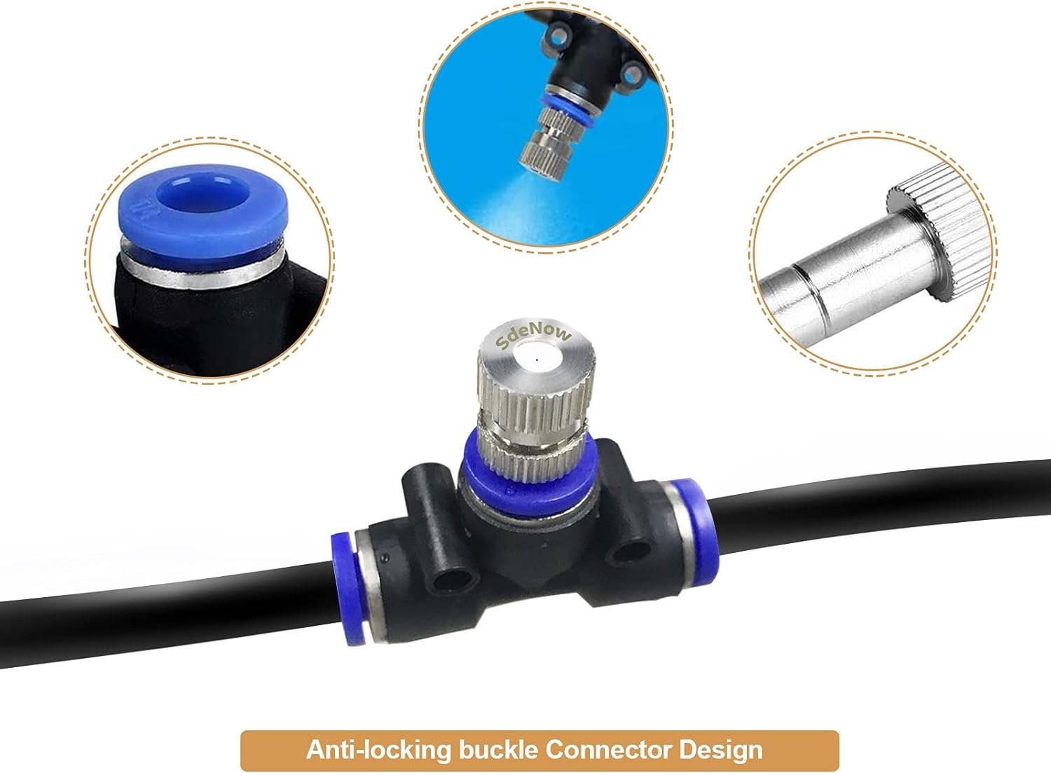 Misting Nozzles, Outdoor Misting Cooling System Nozzles for Patio Garden Umbrellas Fan, 1/4-Inch Orifice, 5Pcs Stainless Steel Mist Nozzles image number 4