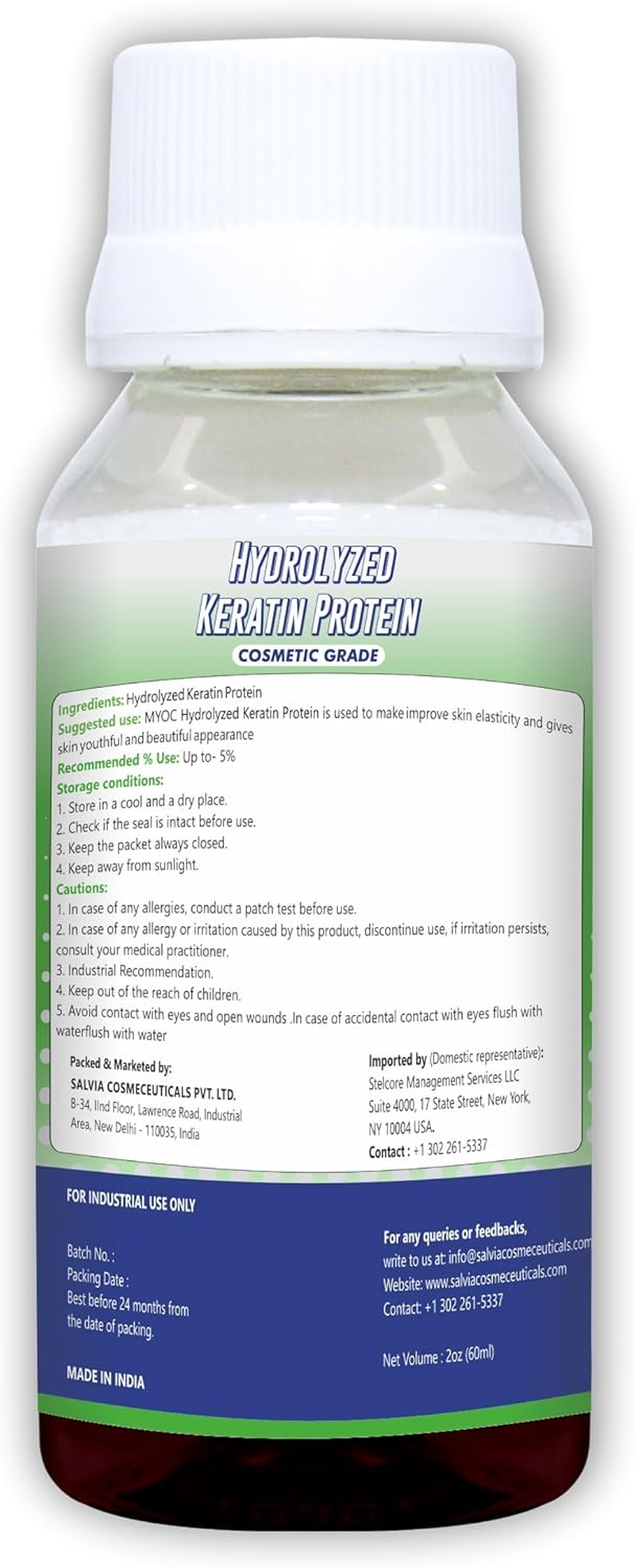 Hydrolyzed Keratin Protein Liquid - 60 Ml | for Hairs | 2 FL Oz | DIY Ingredient | Hair Strengthens & Protects &ndash; Reduces Damage &ndash; Fight Fizz &ndash; Softens &ndash; Moisturizes &ndash; Increases Density image number 1