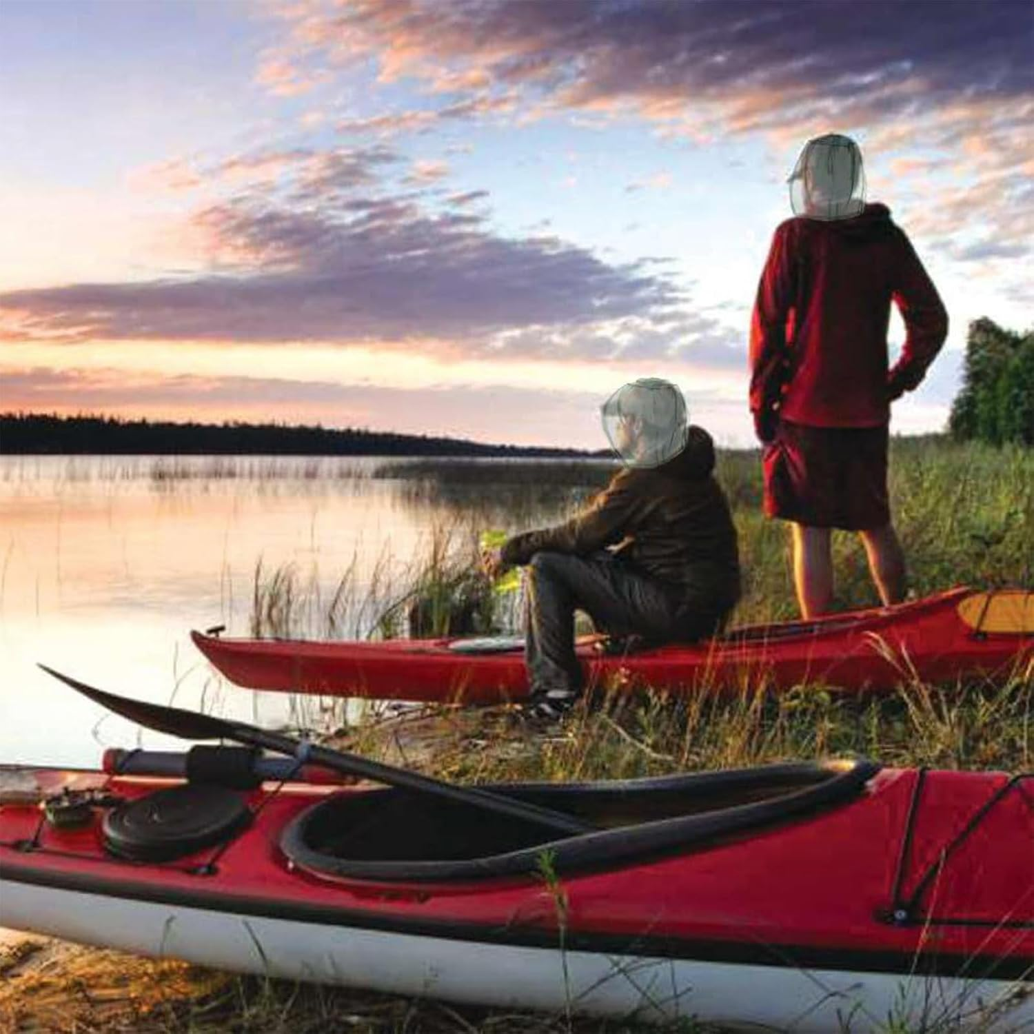 Premium Mosquito Head Net for Insect Protection 2 Pack Ultra Large Long Extra Fine Holes for Camping Hiking Fishing Gardening Safari Fits All Hats for Men and Women image number 3