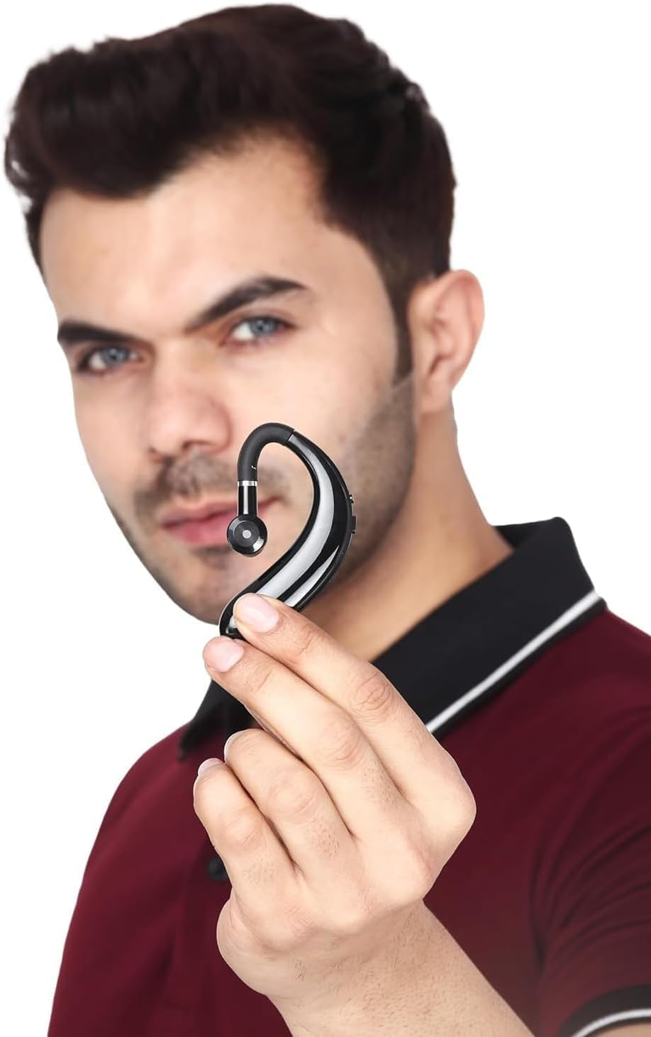 Generic Men'S MBT500 Wireless Single Ear Bluetooth Headset Mic V5.0 Ear Clip, Noise Cancelling with Long Hours of Calling Time on a Single Charge, to Work with All Smartphone., &lrm;F 05, Black image number 5