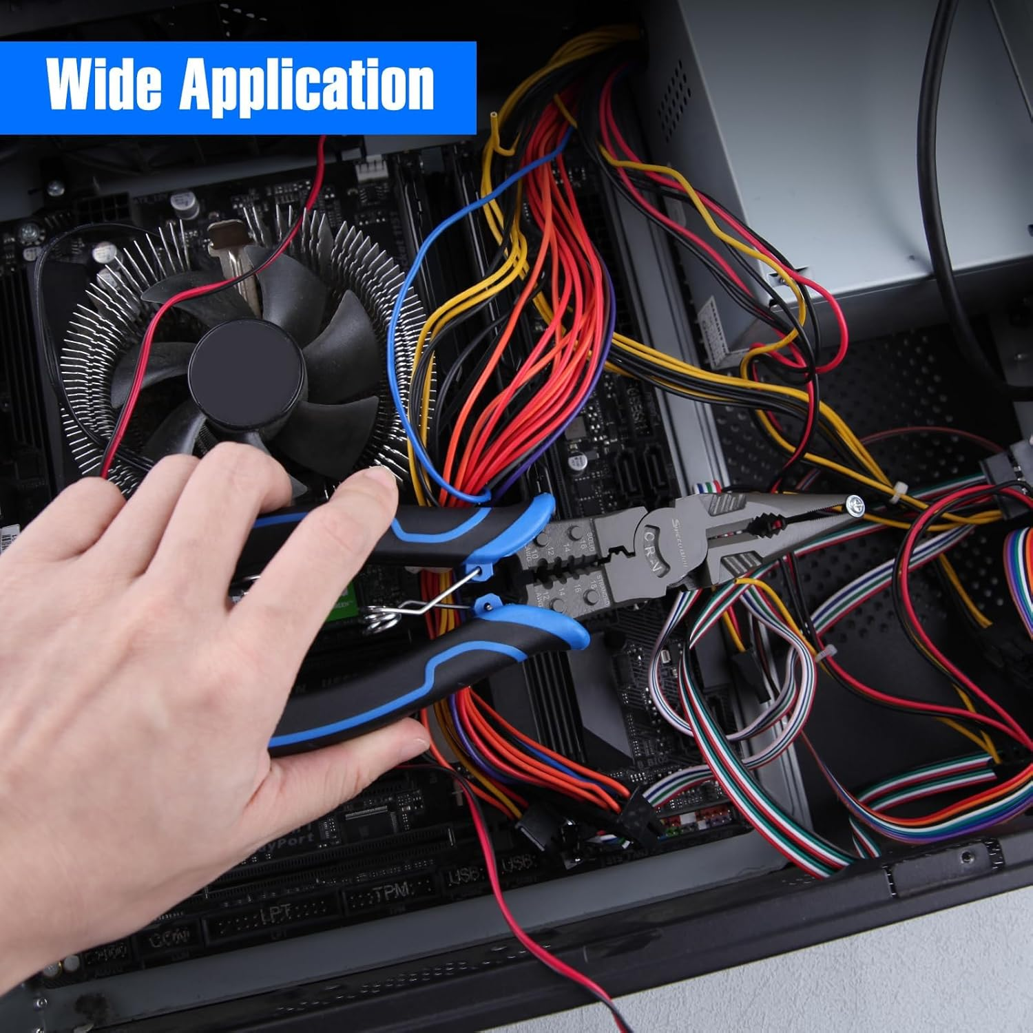 SPEEDWOX 9" Long Needle Nose Pliers with Wire Stripper Crimper Wire Cutters Side Cutters Diagonal Cutters Combination Pliers High-Leverage Plier for Bending Crimping Stripping Twisting Cutting Wires image number 1