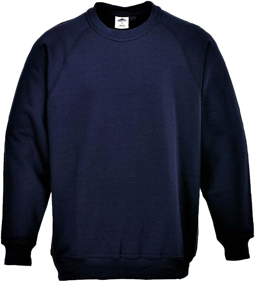 Portwest B300 Roma Sweatshirt Durable Soft Workwear Crew Neck Fleece 40+ UPF Sun Protection Comfortable Fit for Casual Corporate and Industrial Use, Navy, 5XL