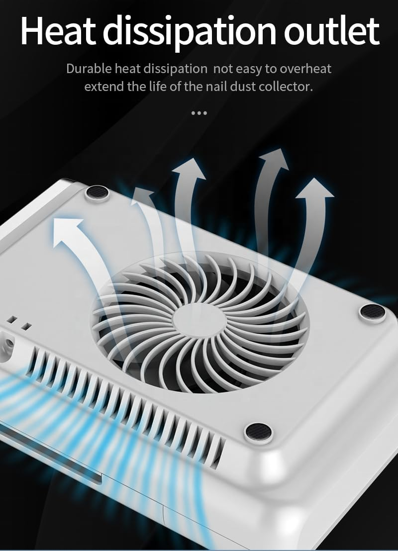Nail Dust Collector, 80W Rechargeable Nail Extractor, Vacuum Portable Acrylic Nail Dust Cleaner, Fan Speed 4500 RPM, Perfect for Home Salon Use, Low Noise image number 5