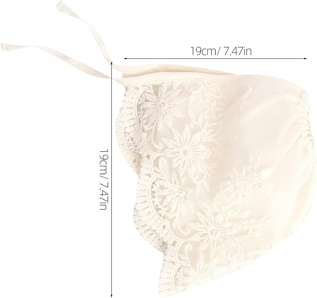 Kichvoe 2Pcs Girl Bonnet Elegant Lace Bonnets for Newborns for Dedication Christenings Weddings and Photo Shoots image number 6